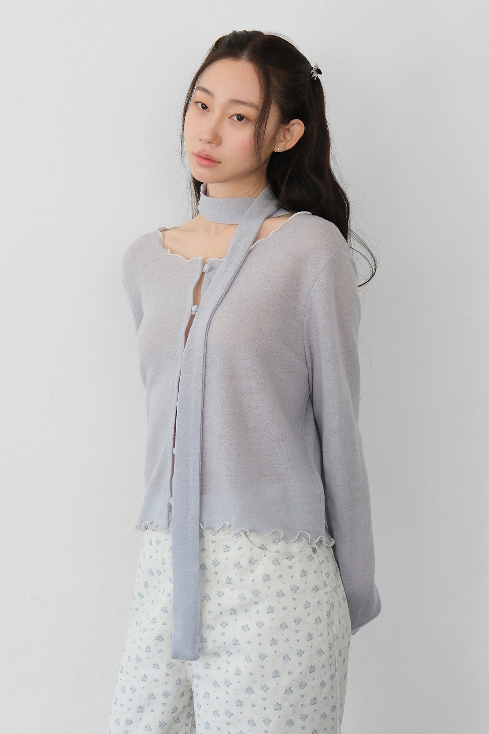 MOUI MUSK CARDIGAN_GREY BLUE