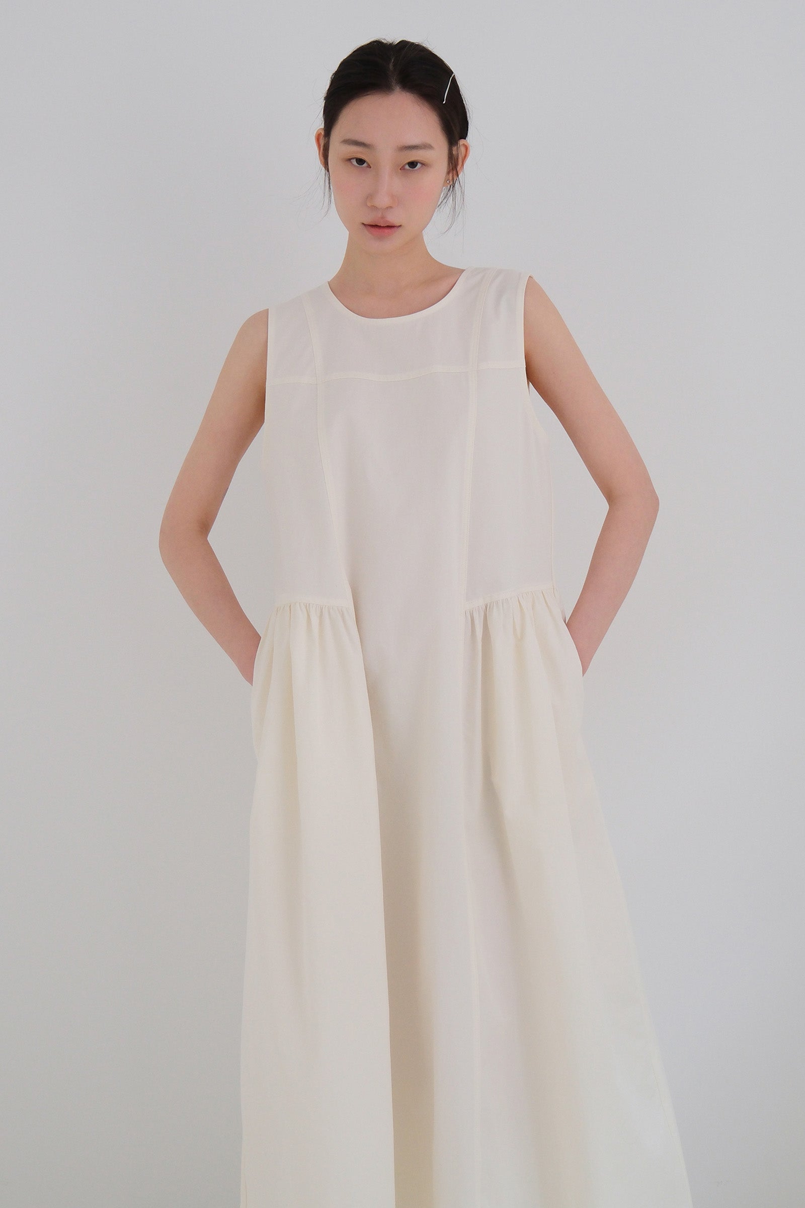 MOUI LINE ROBE MAXI FRONCÉE_CRÈME