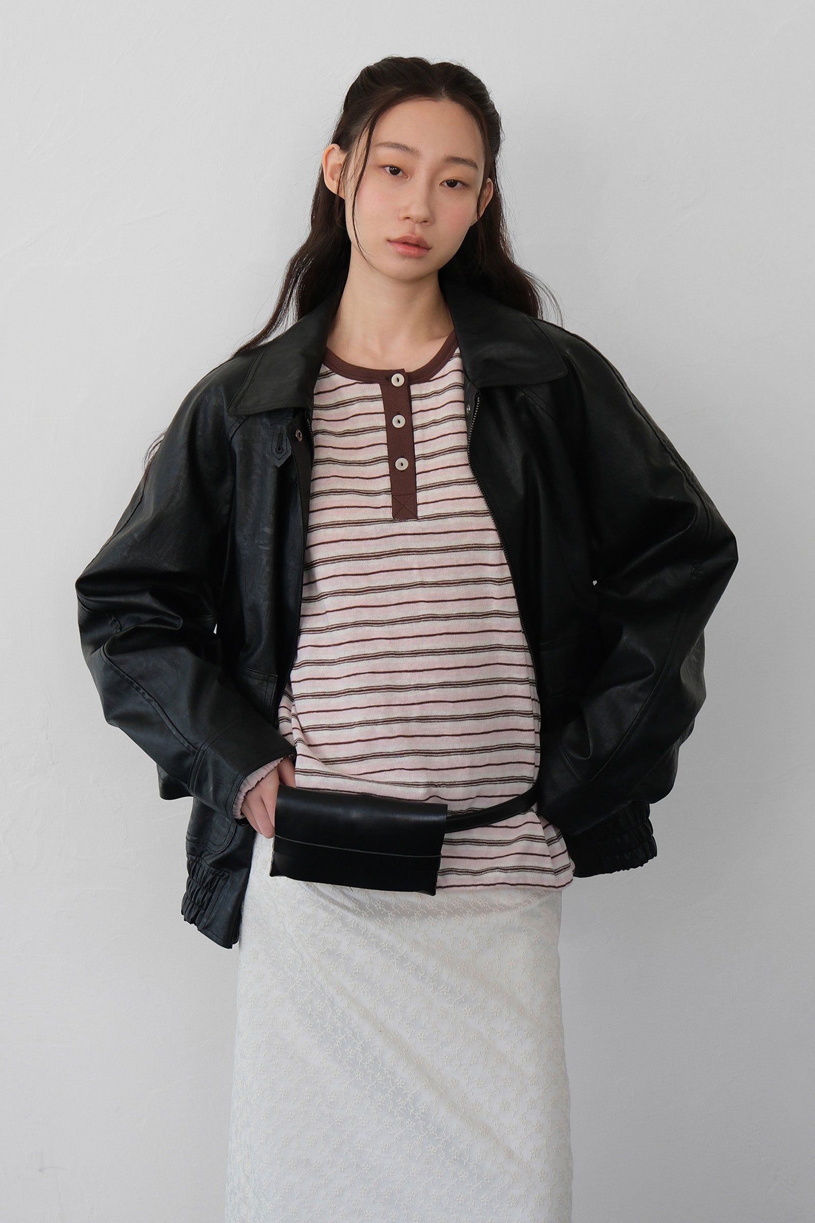 MOUI FAUX LEATHER BLOUSON_BLACK