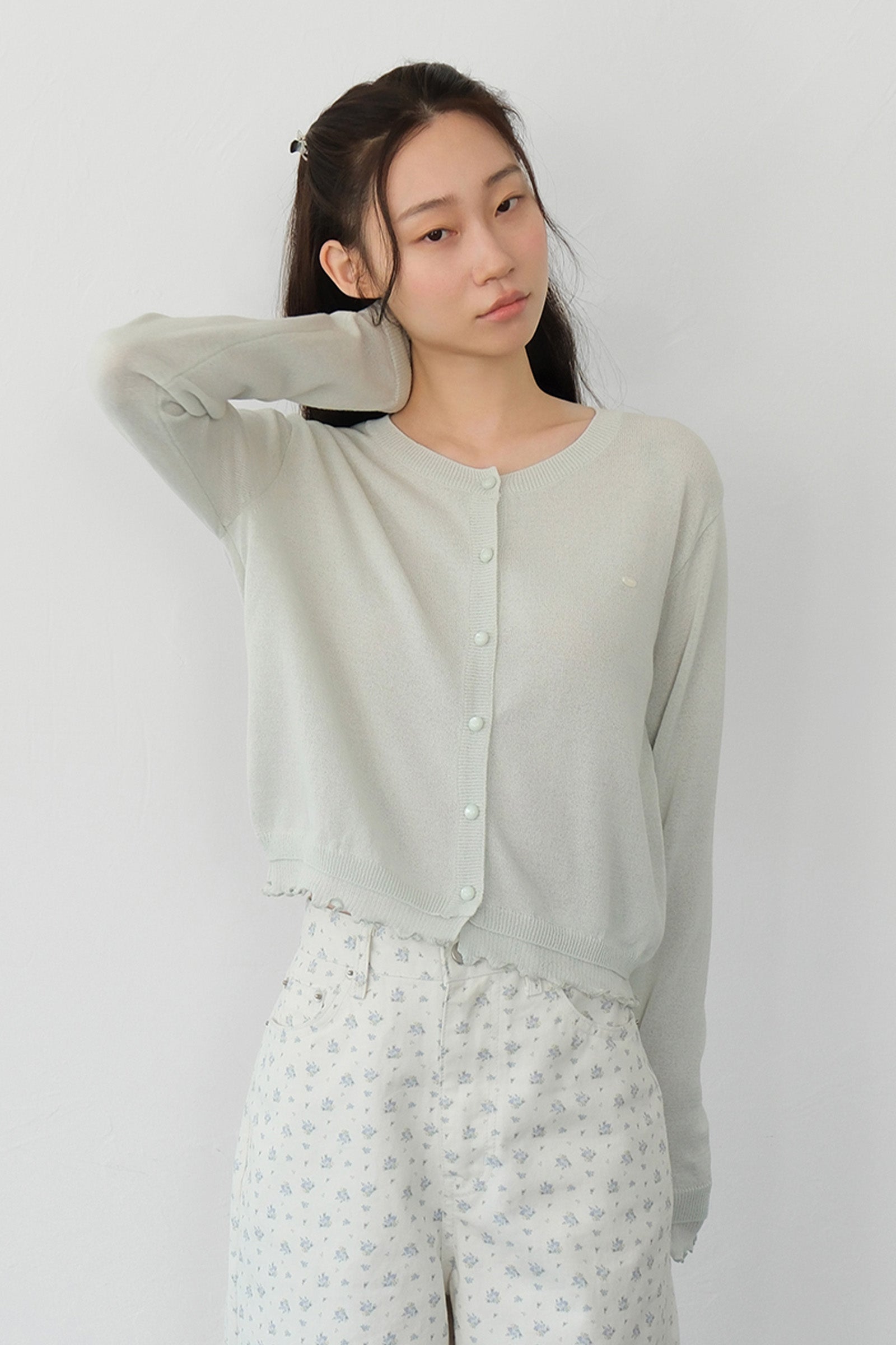 MOUI LAYERED FRILL CARDIGAN_MINT