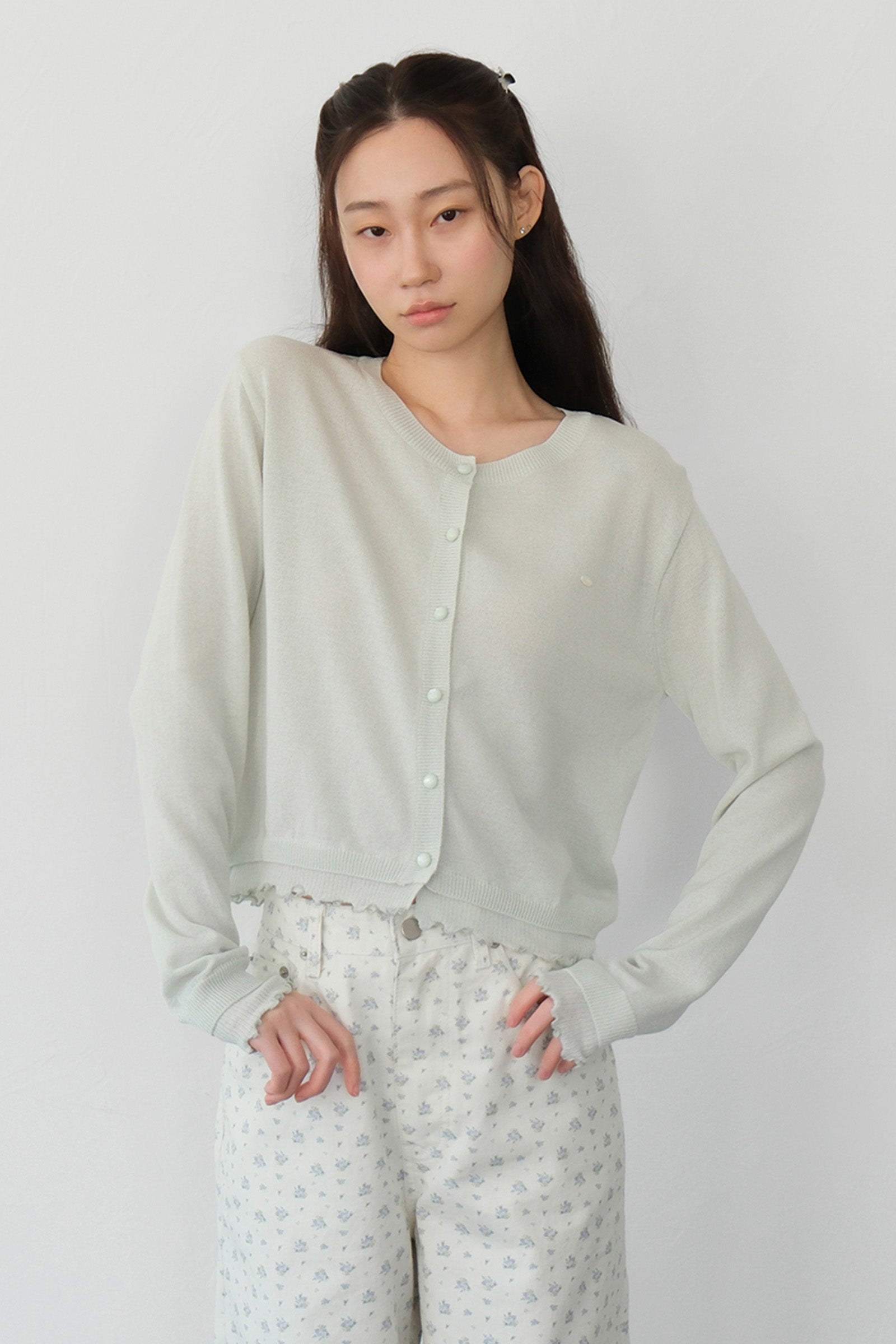MOUI LAYERED FRILL CARDIGAN_MINT