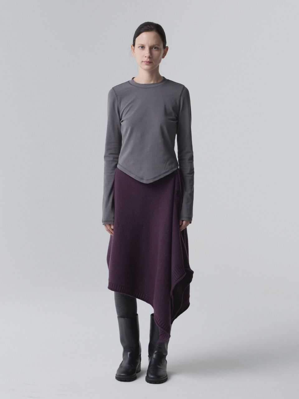 MODULAR WRAP SKIRT_DARK PURPLE