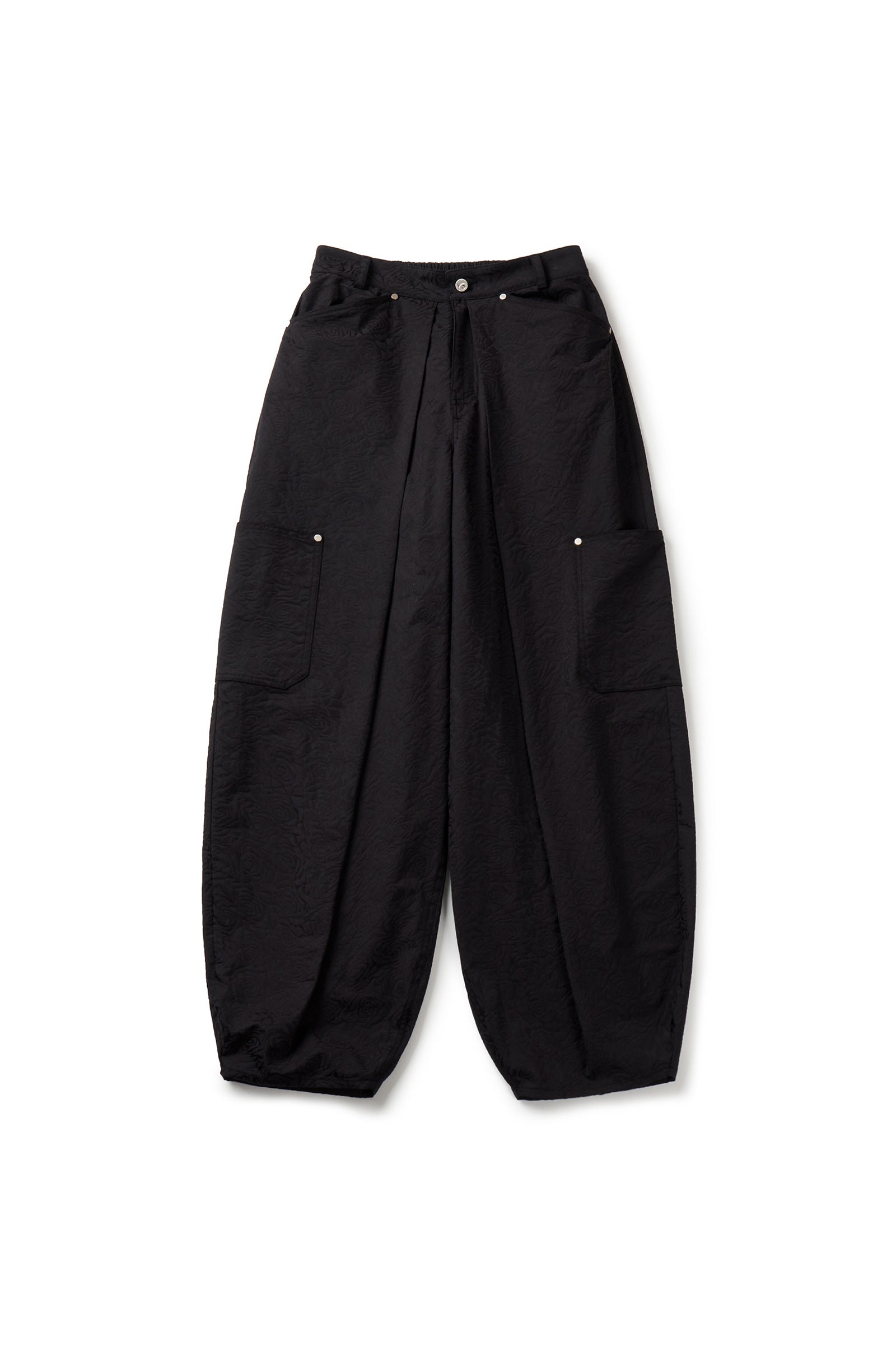 PANTALON BALLON EN JACQUARD FLEURI_NOIR