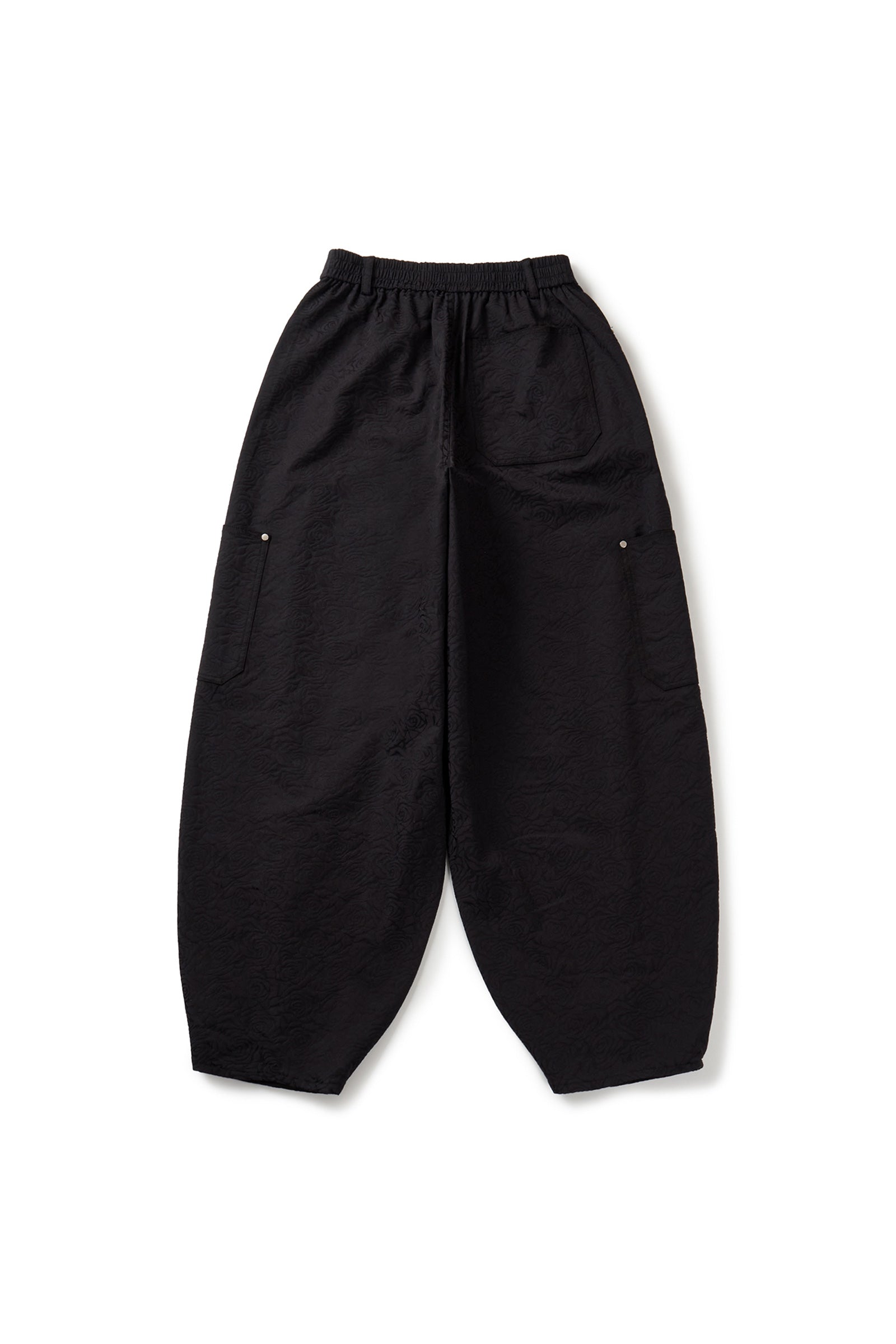 PANTALON BALLON EN JACQUARD FLEURI_NOIR