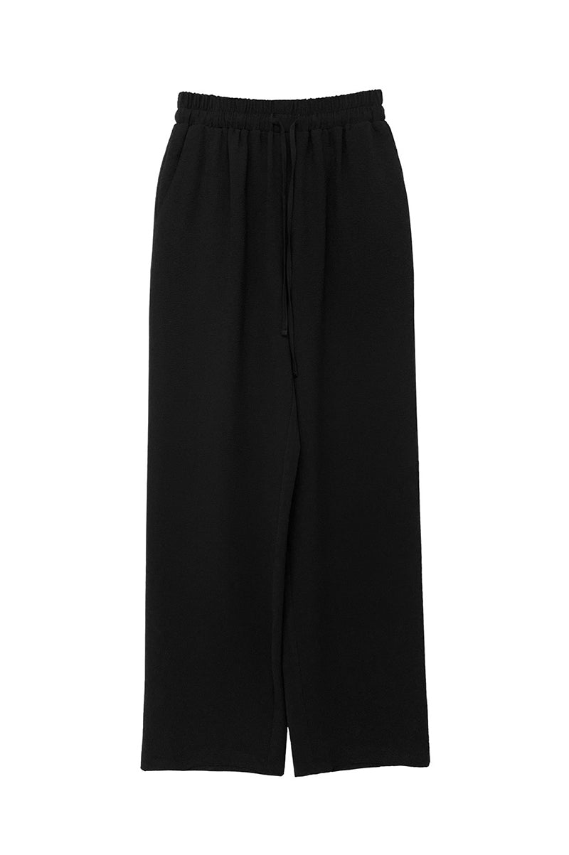 PANTALON ÉLASTIQUÉ À PLIS_NOIR