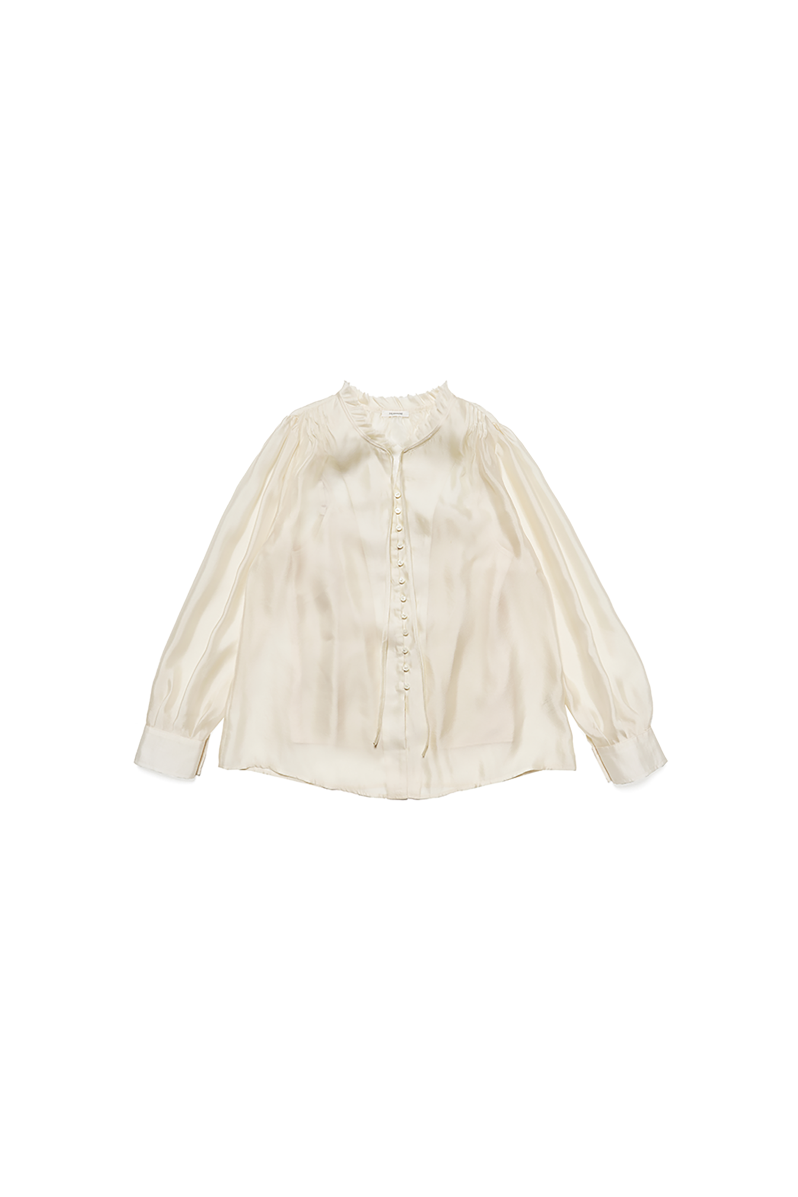 SILKY FRILL BLOUSE_BEIGE