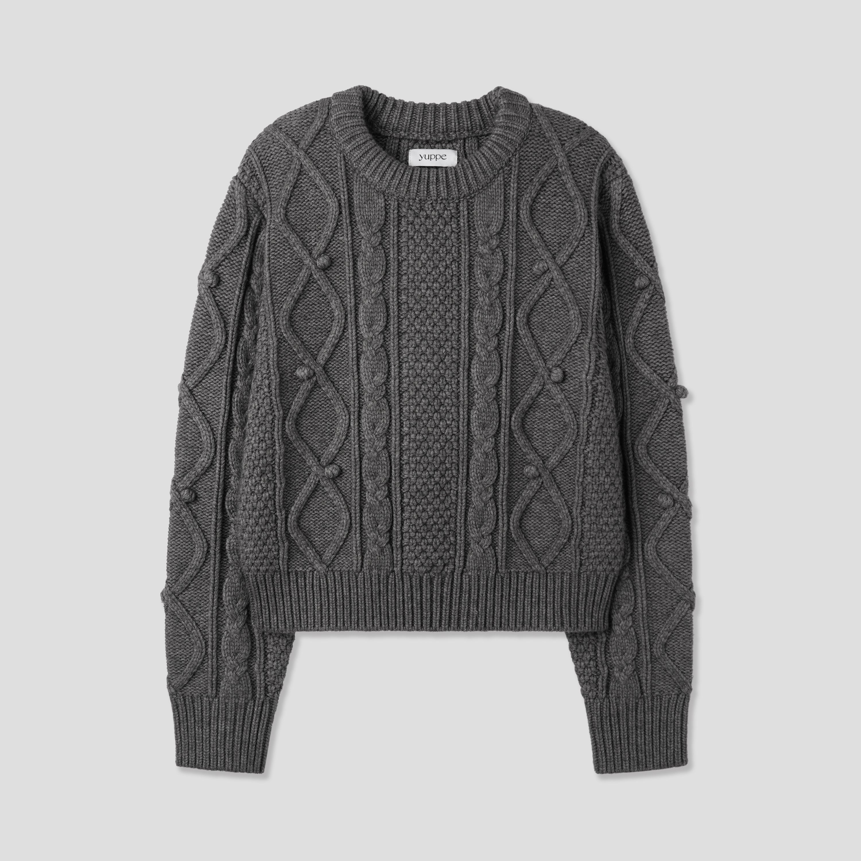 BELL CABLE KNIT_CHARCOAL
