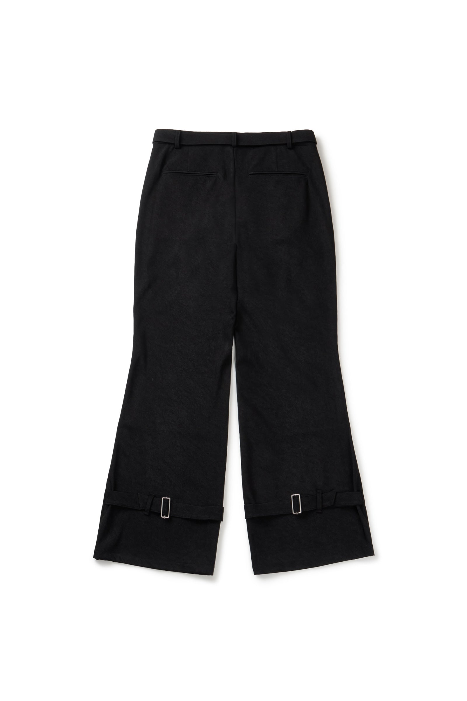 25SS BELTED STAINED FLARE POCKET PANTS_BLACK