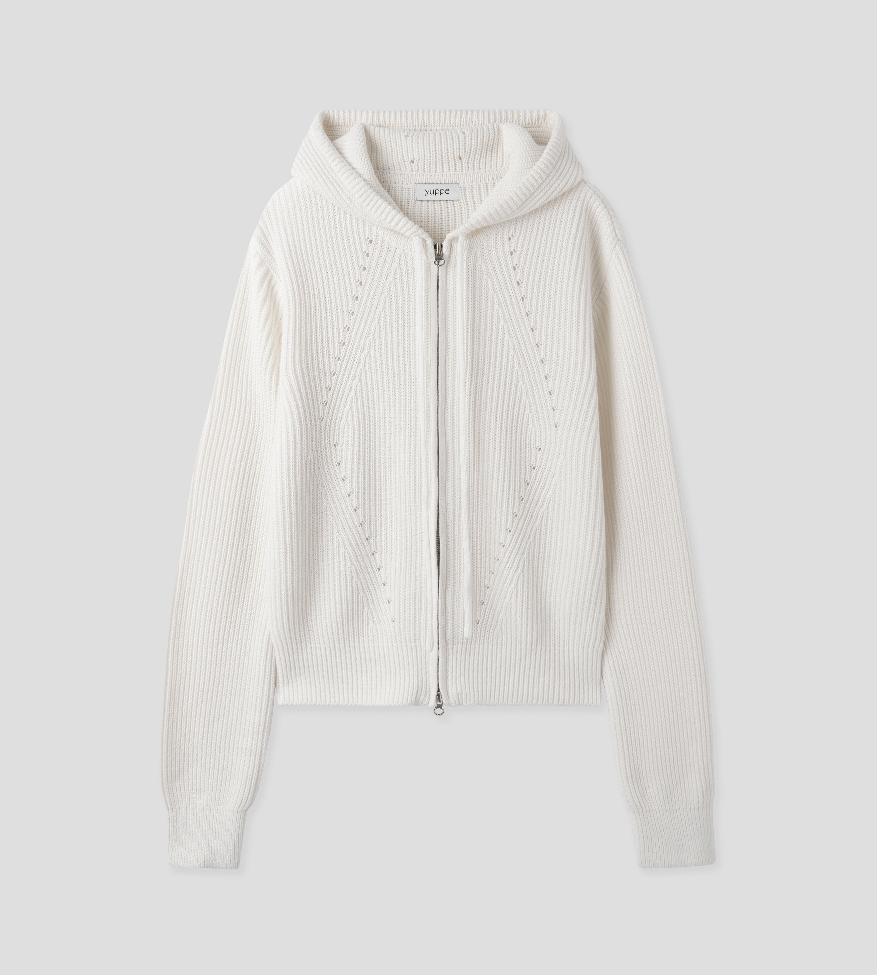 HAZI HOOD KNIT ZIP UP_IVORY