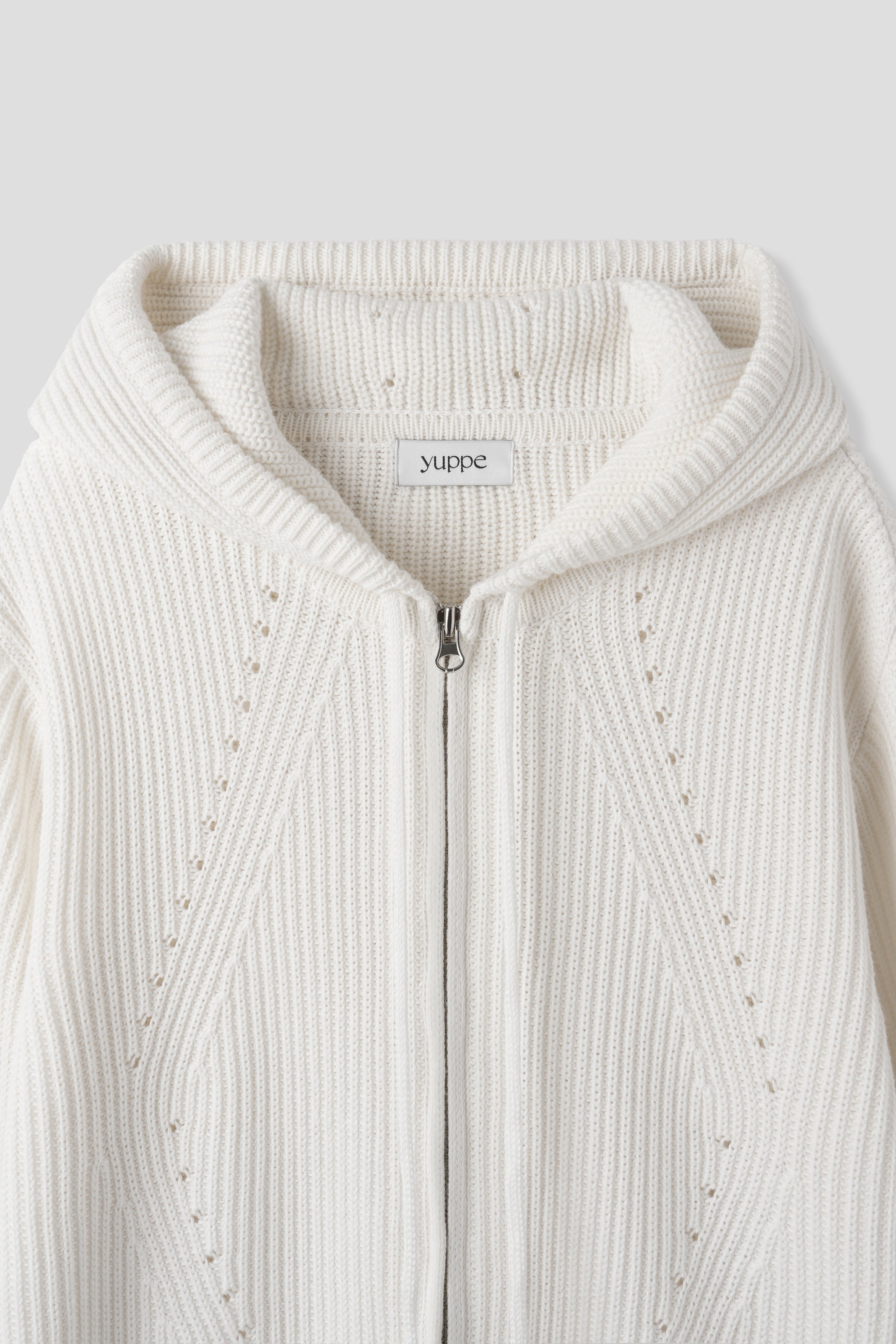 HAZI HOOD KNIT ZIP UP_IVORY