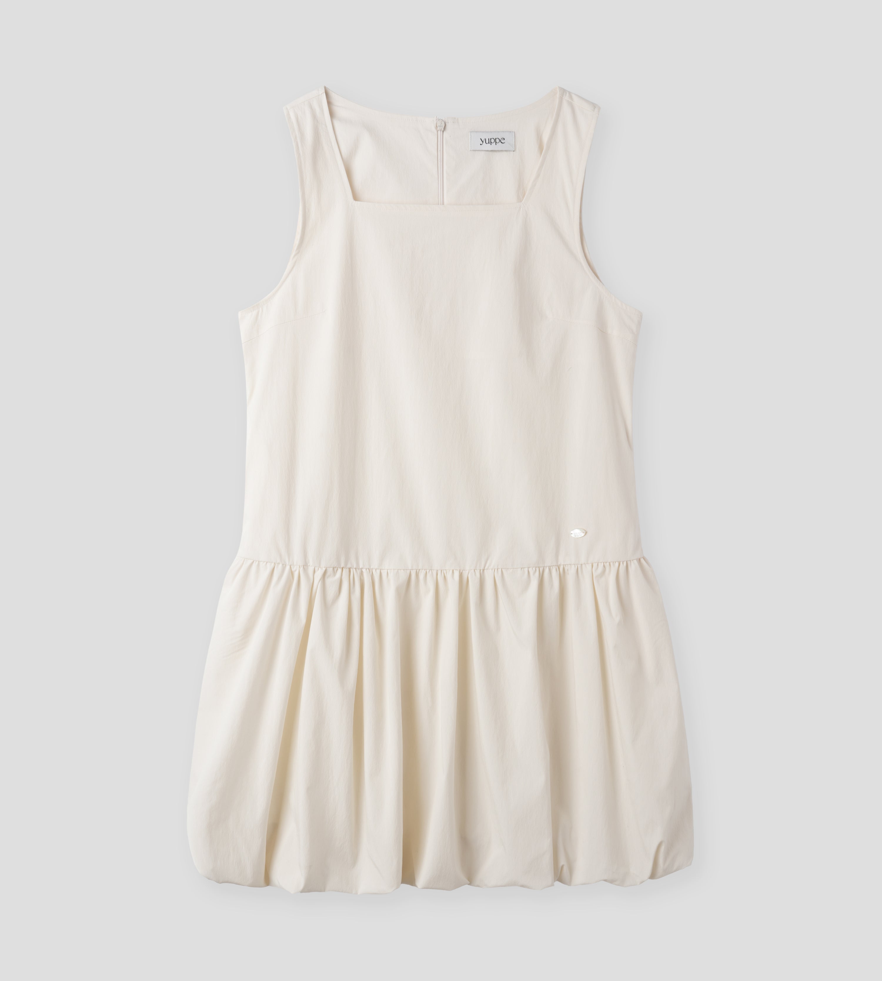 BALLOON SHIRRING DRESS_IVORY