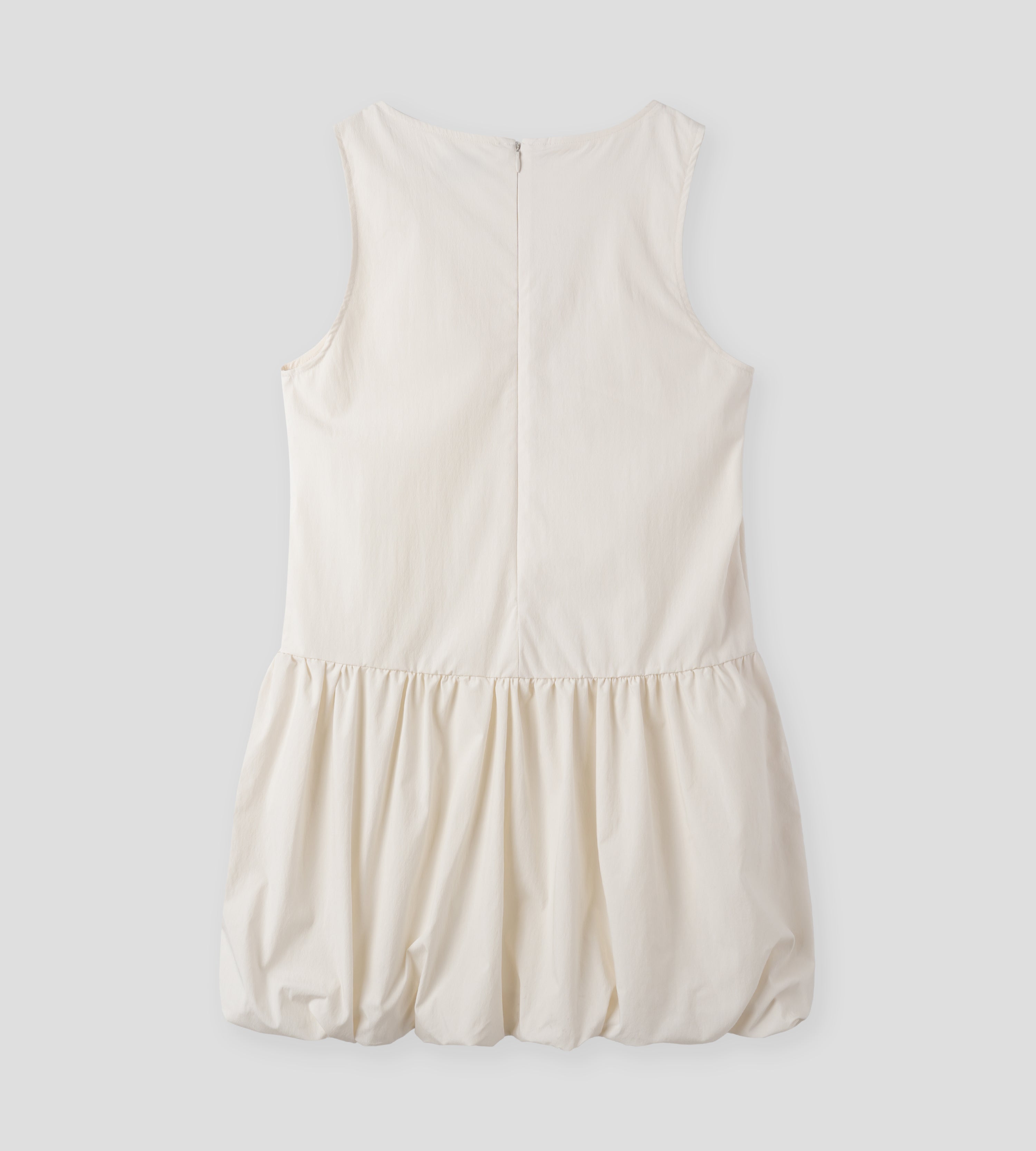 BALLOON SHIRRING DRESS_IVORY