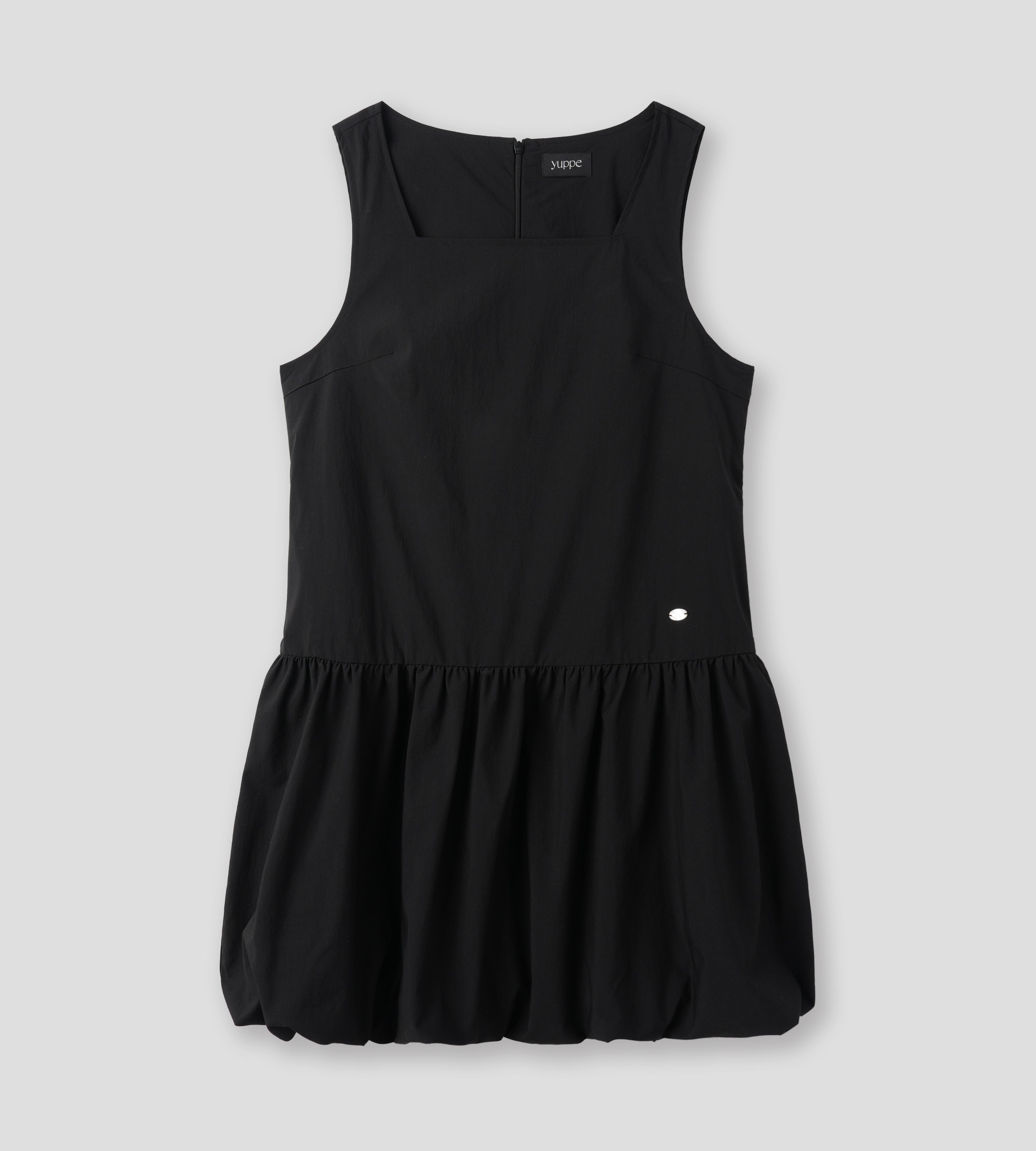 BALLOON SHIRRING DRESS_BLACK