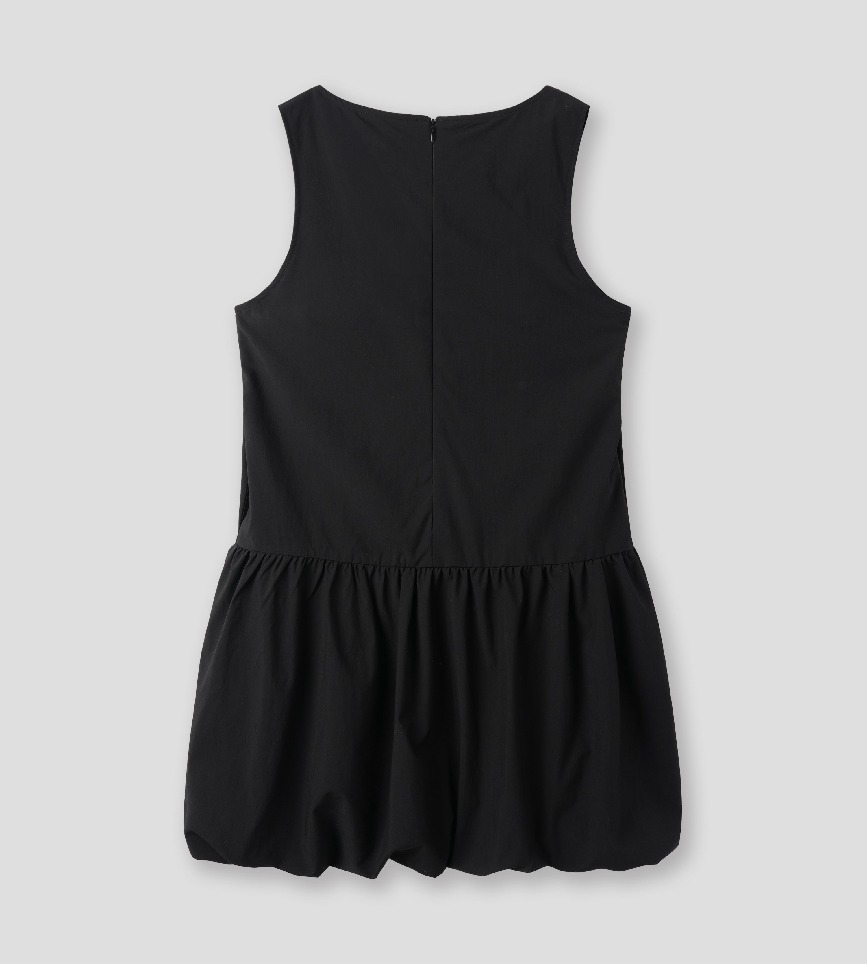 BALLOON SHIRRING DRESS_BLACK