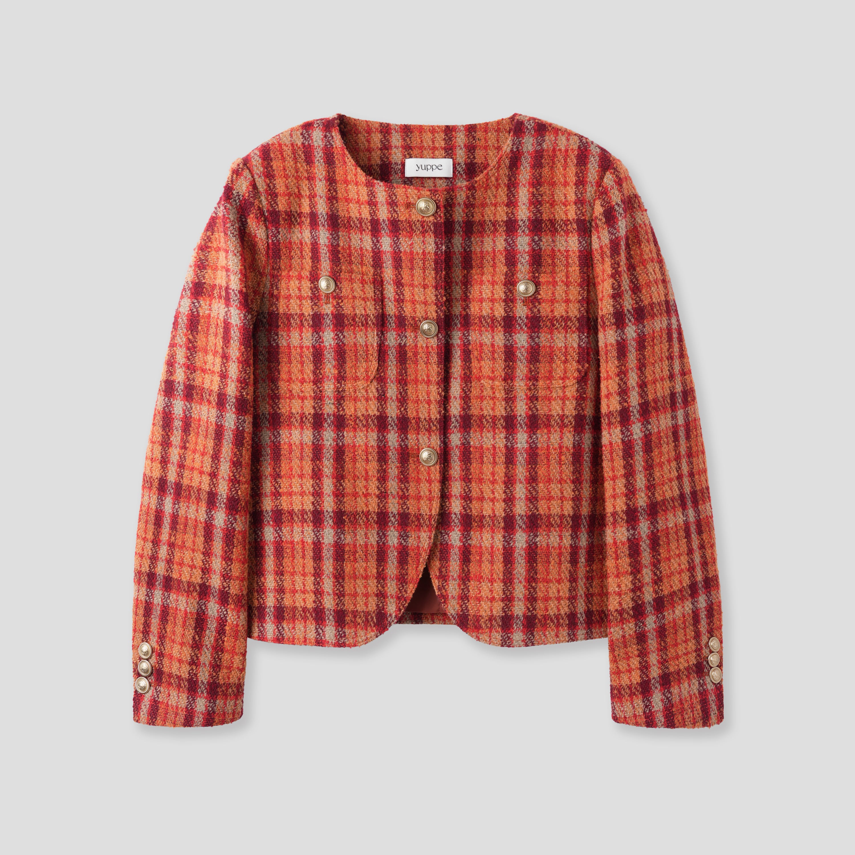 CHECK TWEED JACKET_RED