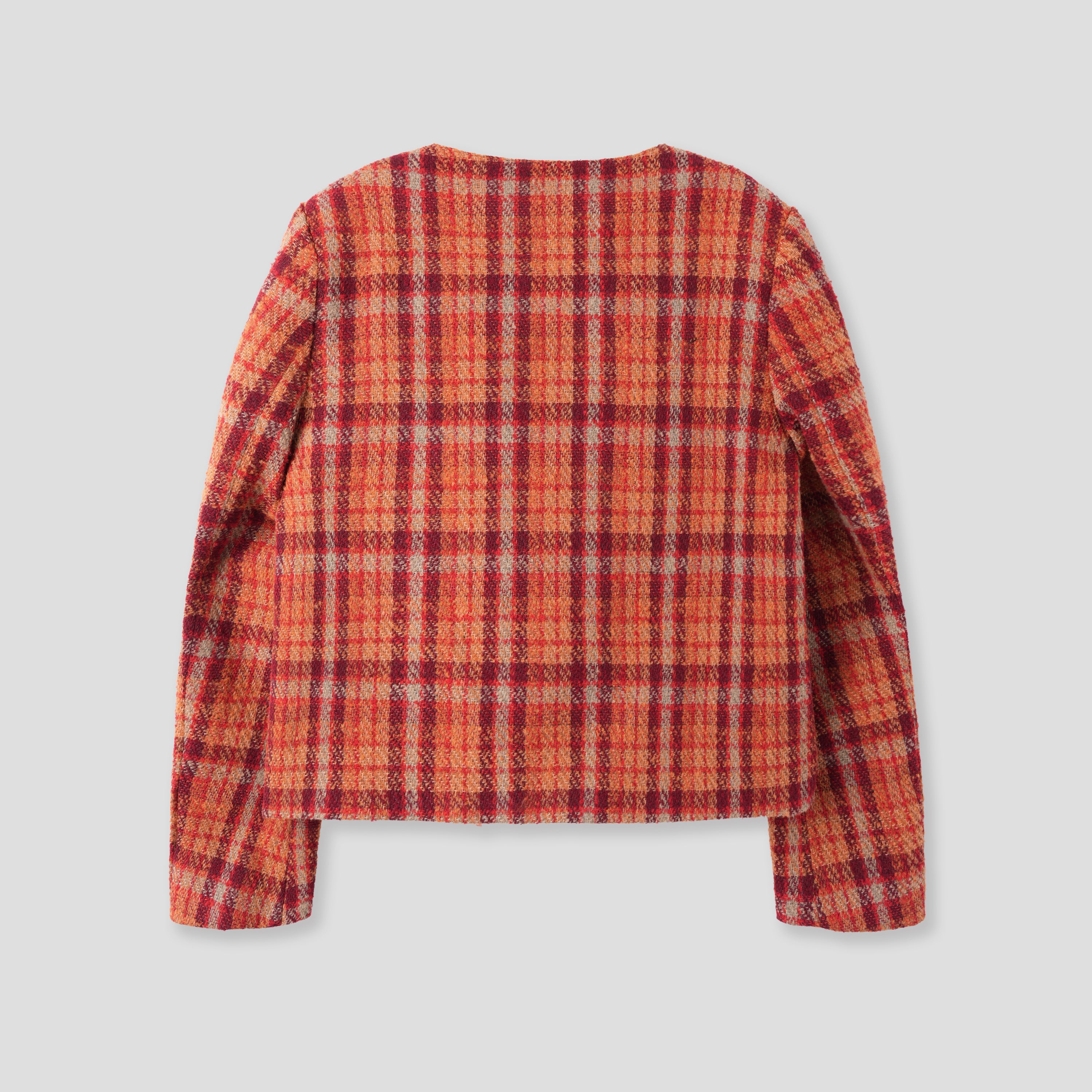 CHECK TWEED JACKET_RED