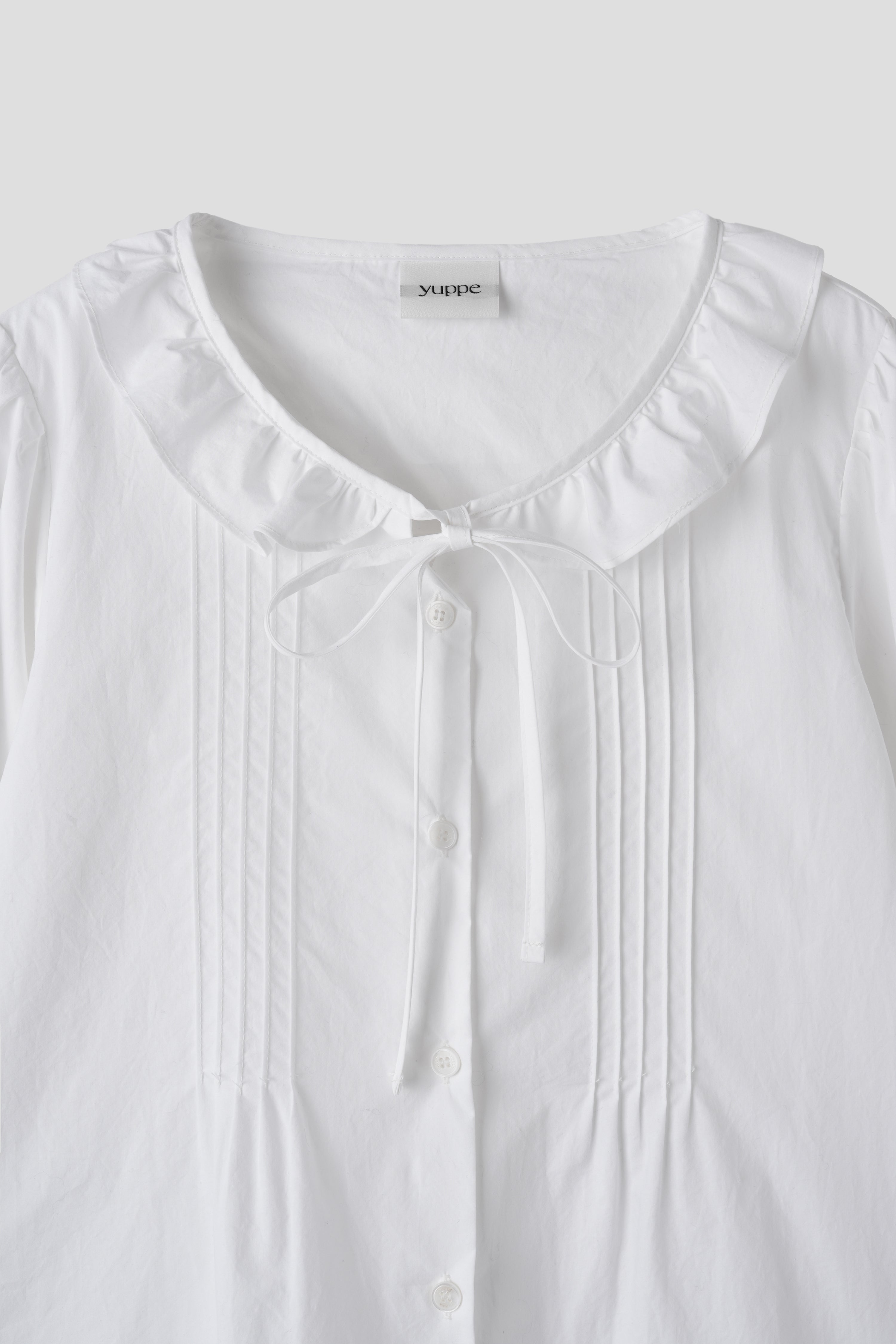 FRILL TUCKED SHIRT_WHITE