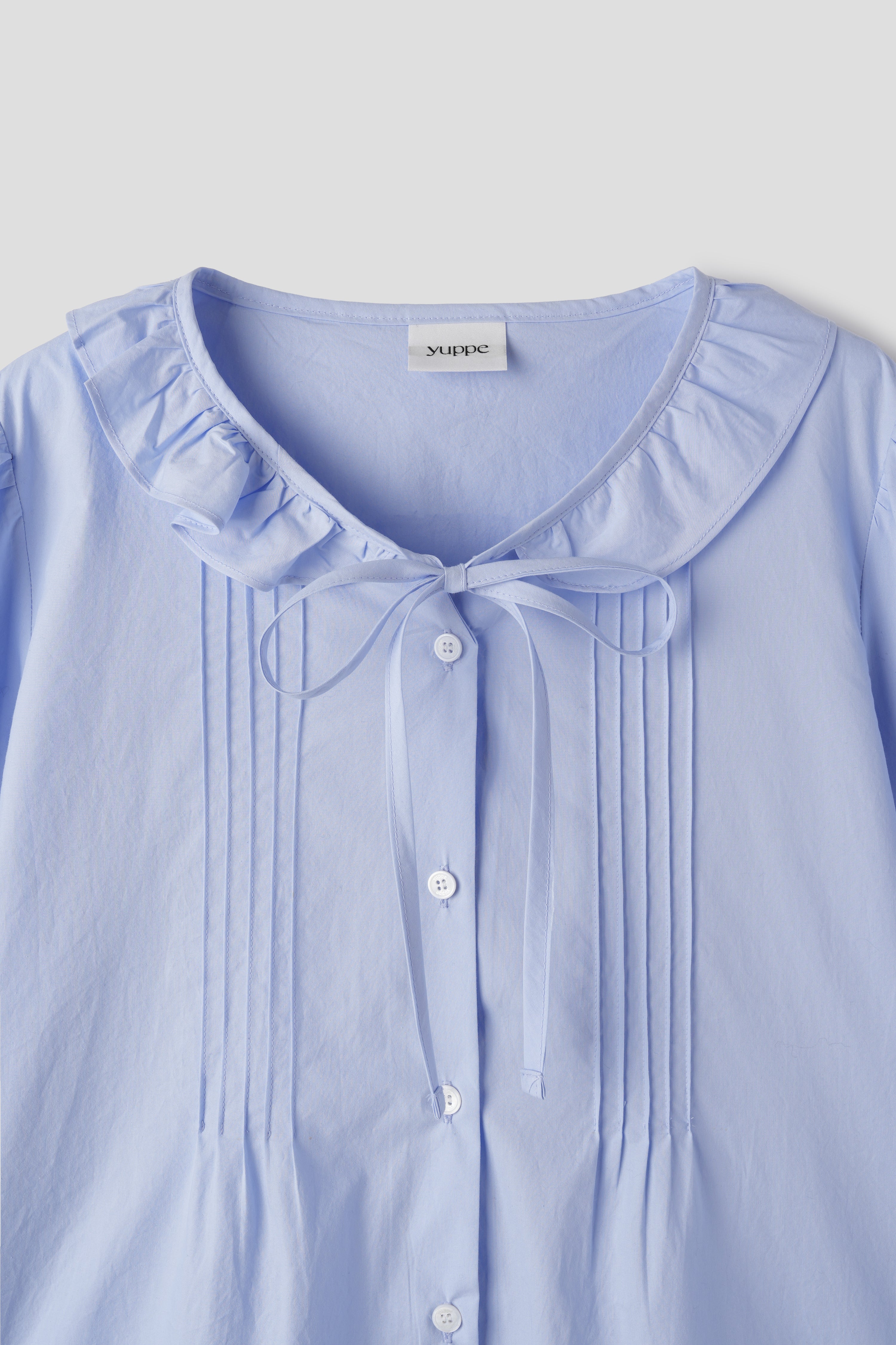 FRILL TUCKED SHIRT_SKY BLUE