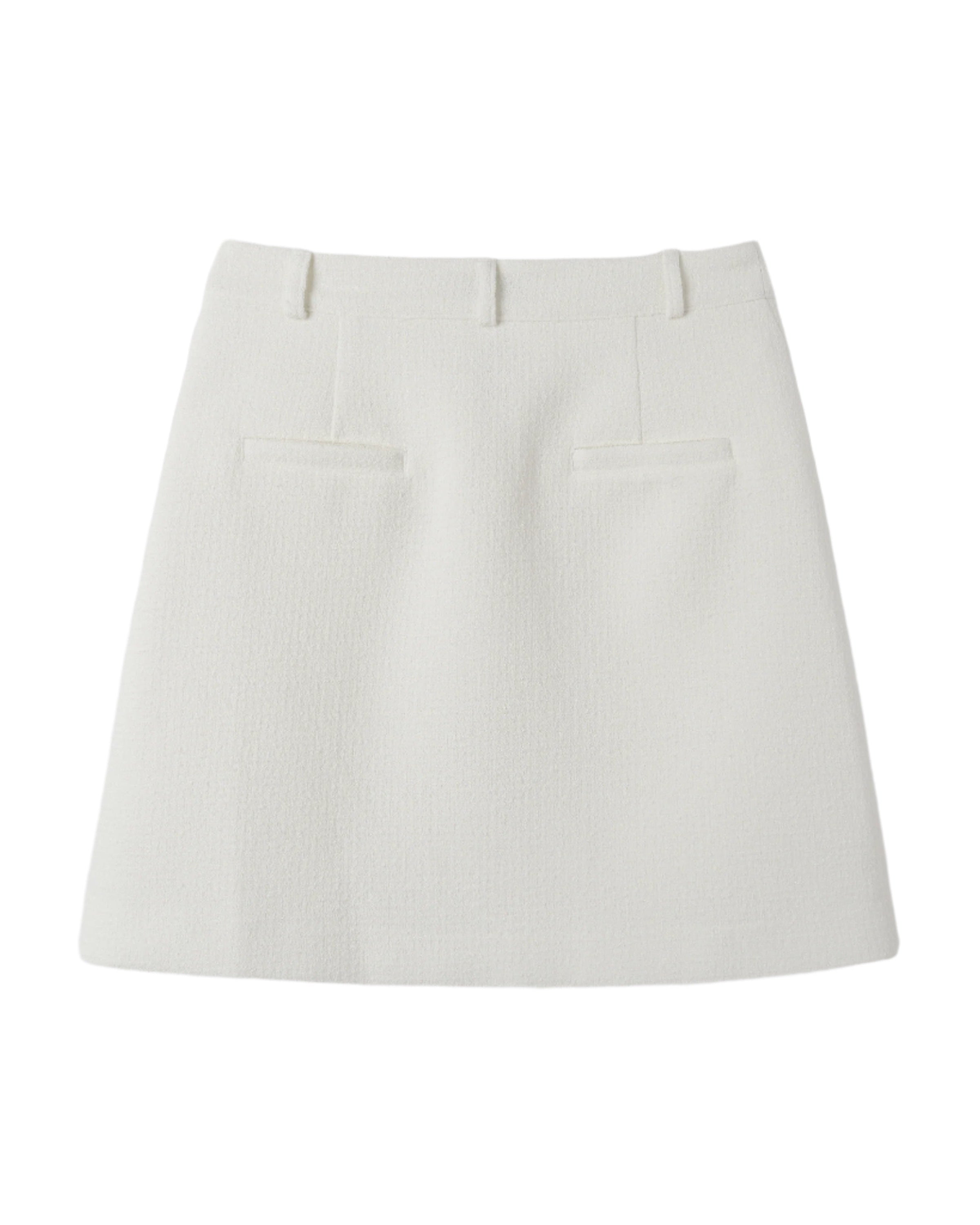 PLEATED TWEED SKIRT_IVORY
