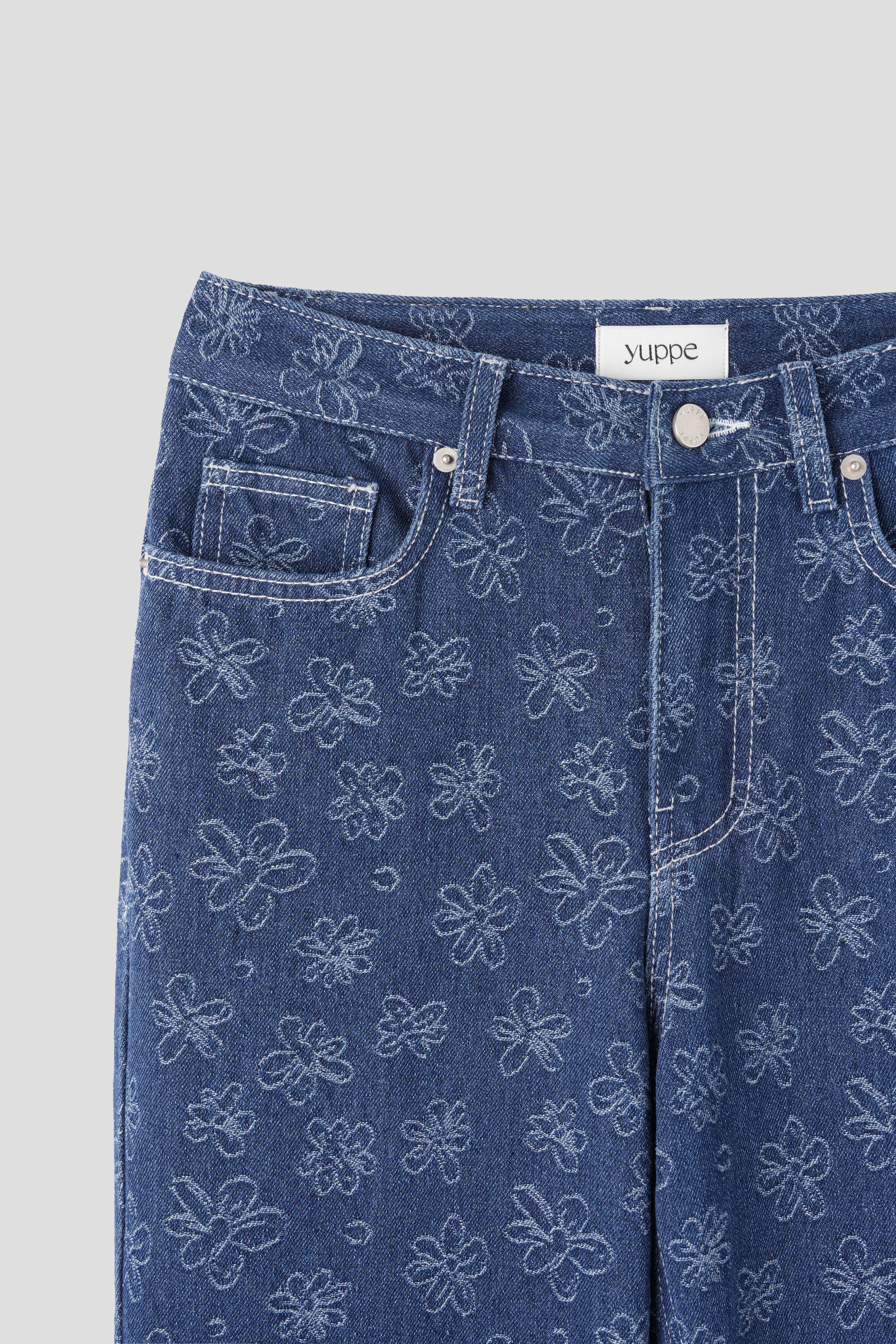 25SS FLOWER JACQUARD DENIM PANTS_BLUE