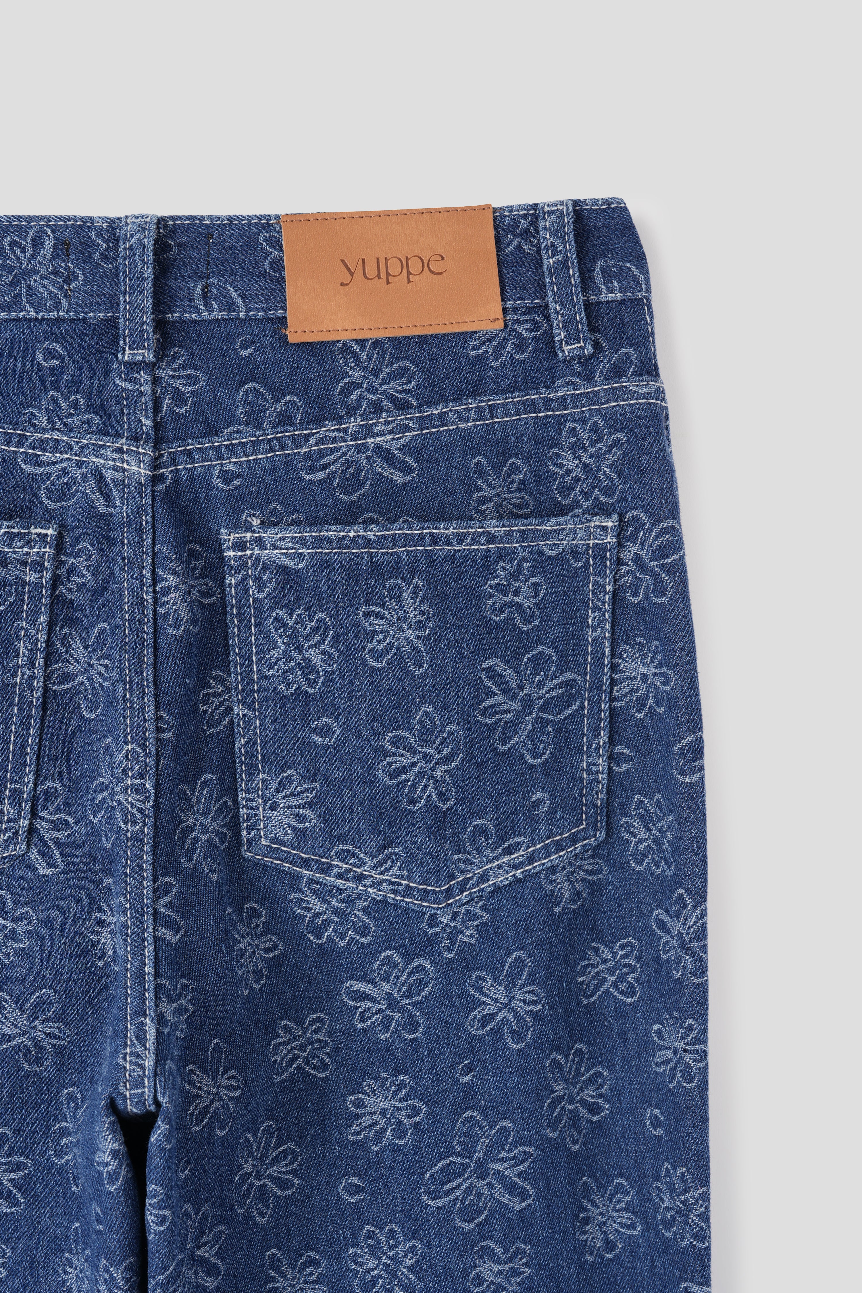 25SS FLOWER JACQUARD DENIM PANTS_BLUE