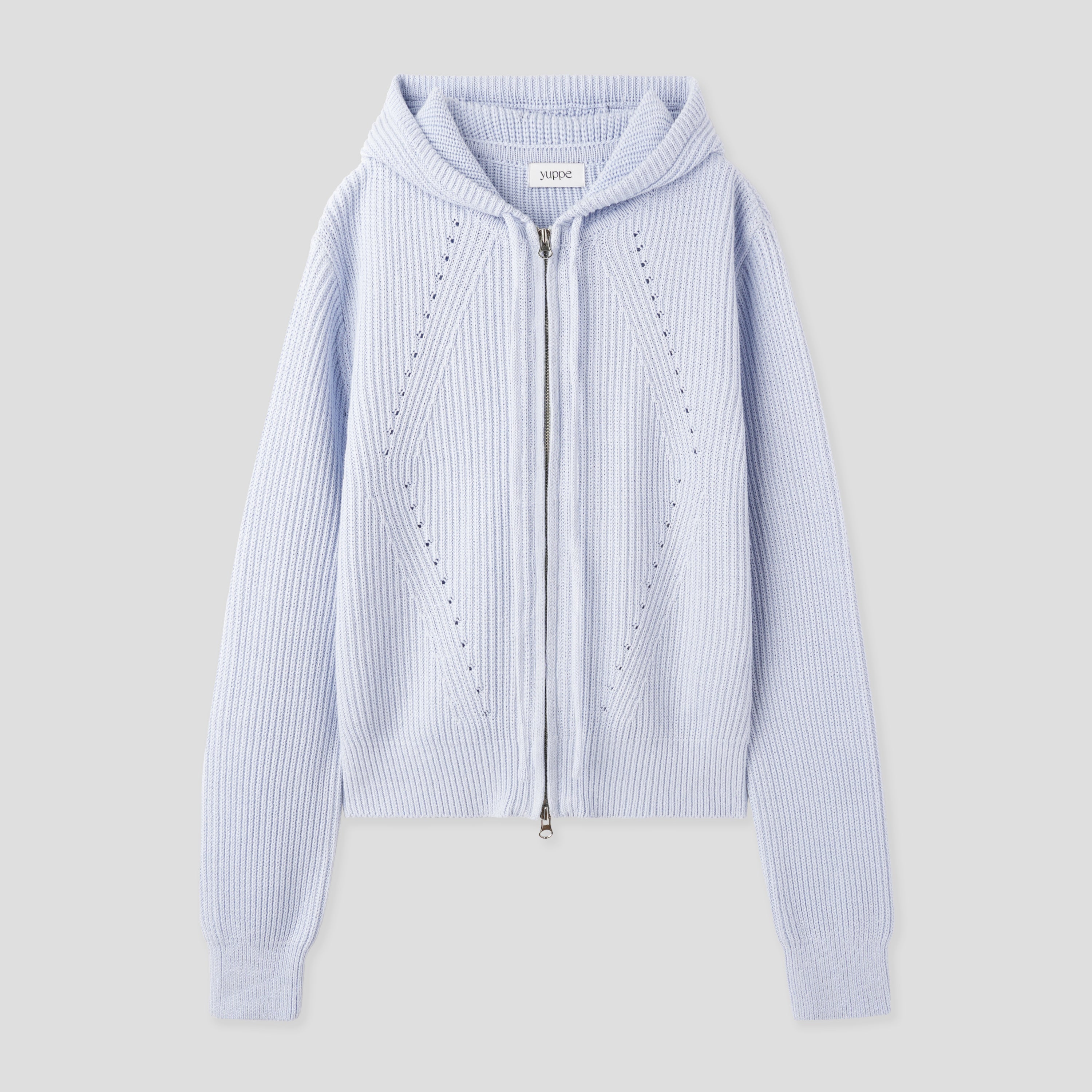 HAZI HOOD KNIT ZIP UP_SKYBLUE