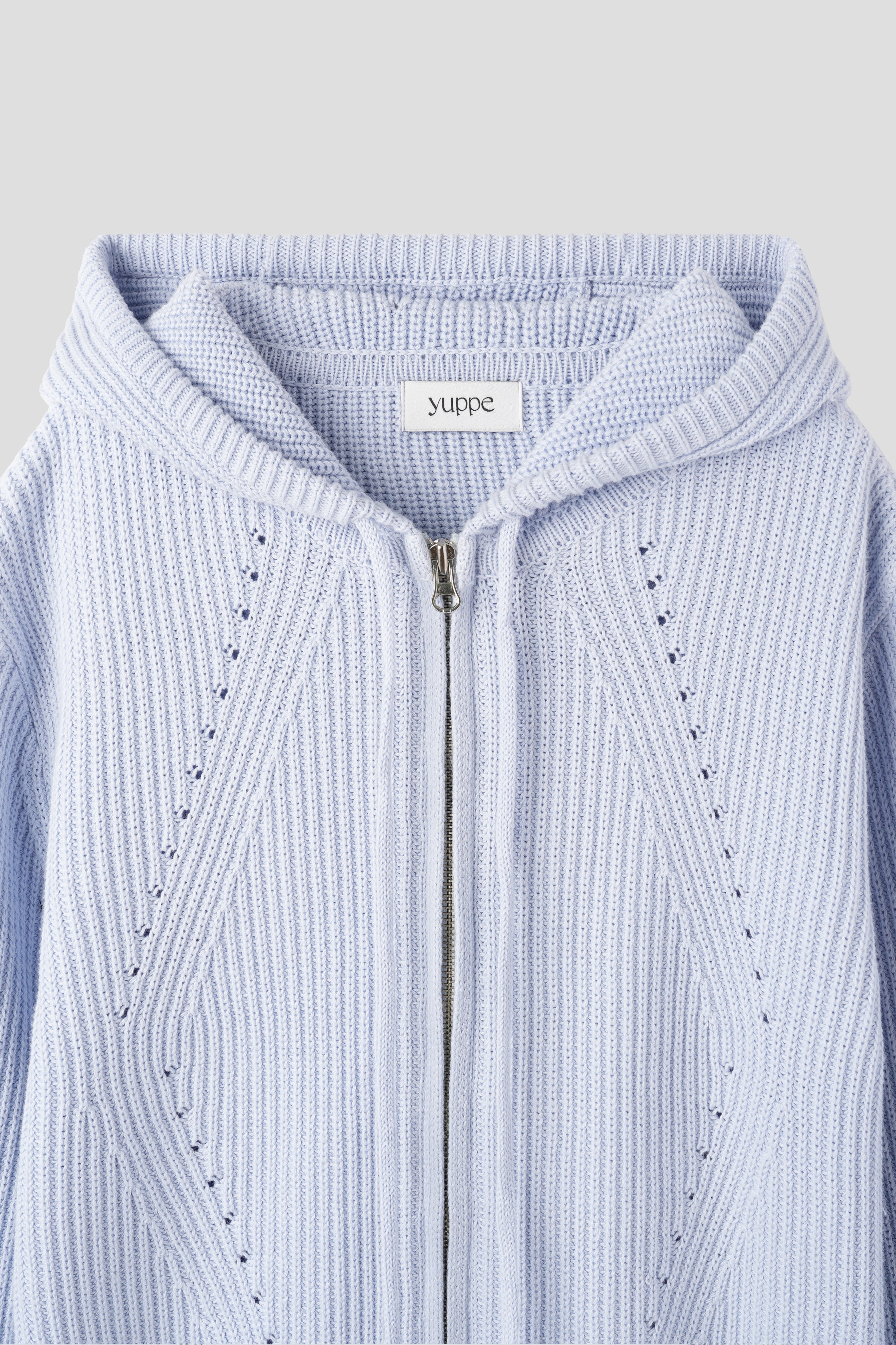 HAZI HOOD KNIT ZIP UP_SKYBLUE