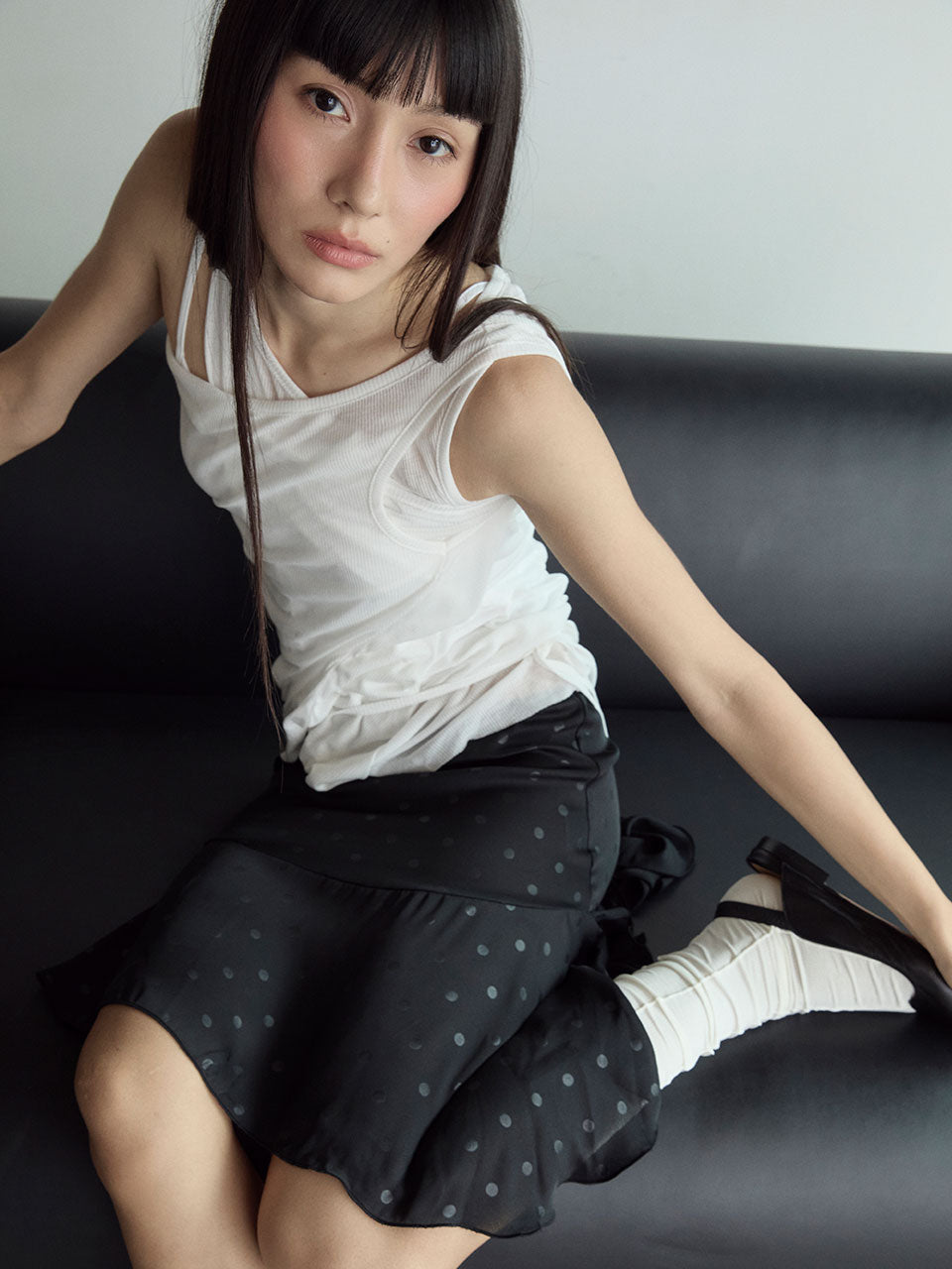 POLKA DOT SKIRT_BLACK