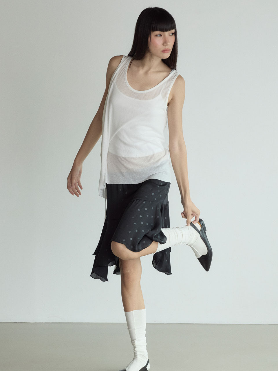 POLKA DOT SKIRT_BLACK