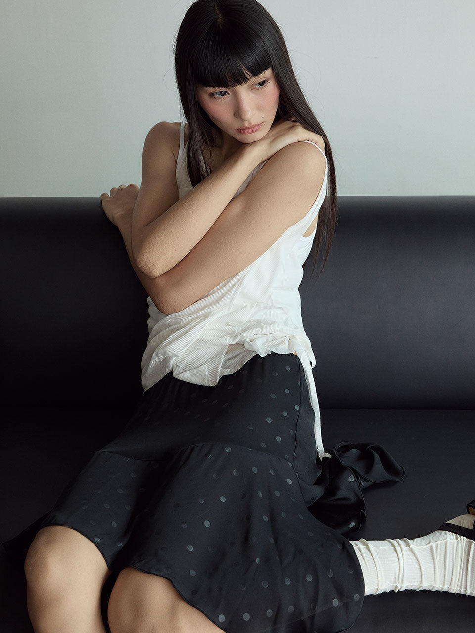 POLKA DOT SKIRT_BLACK