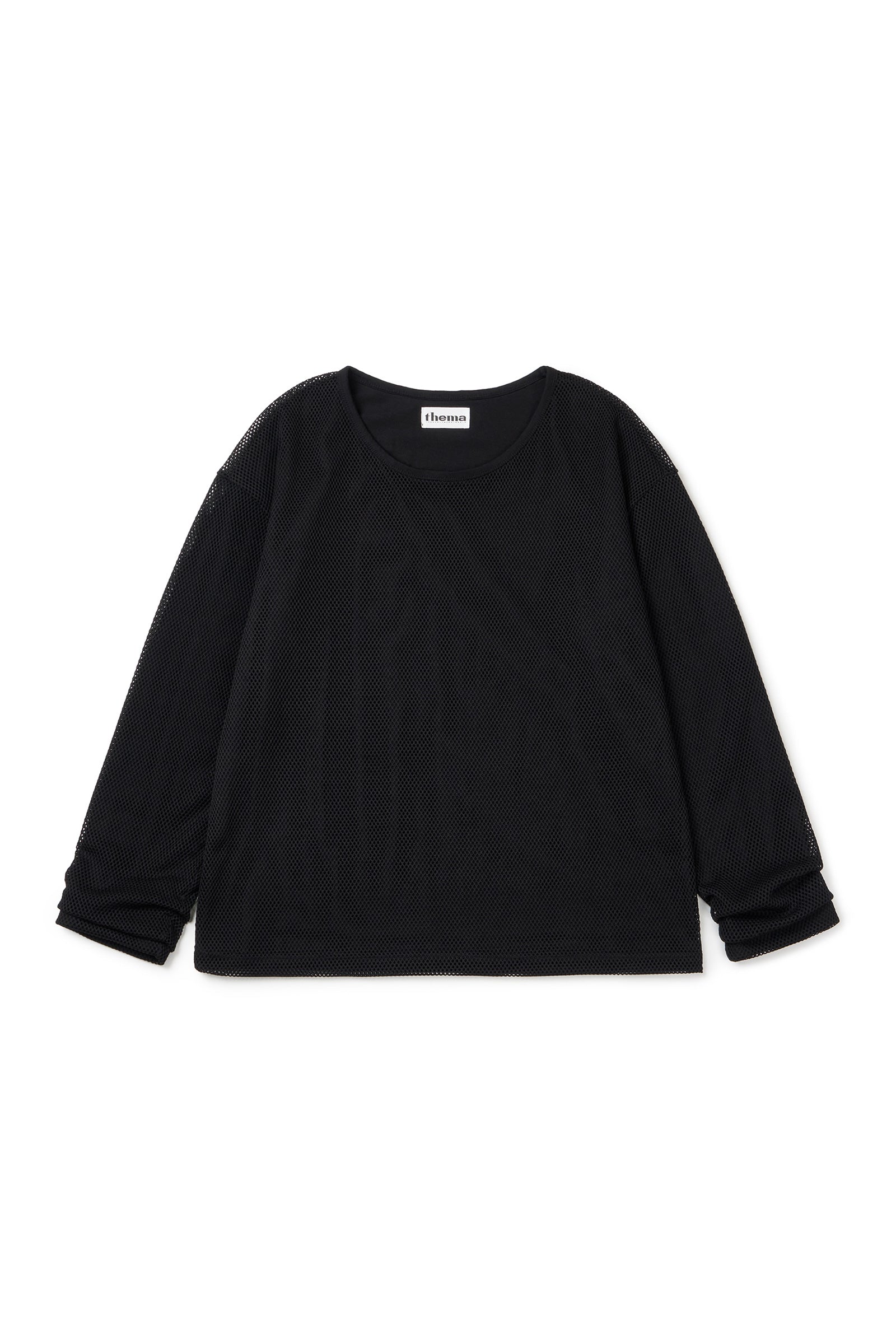 MESH LAYERED LONG SLEEVE_NOIR