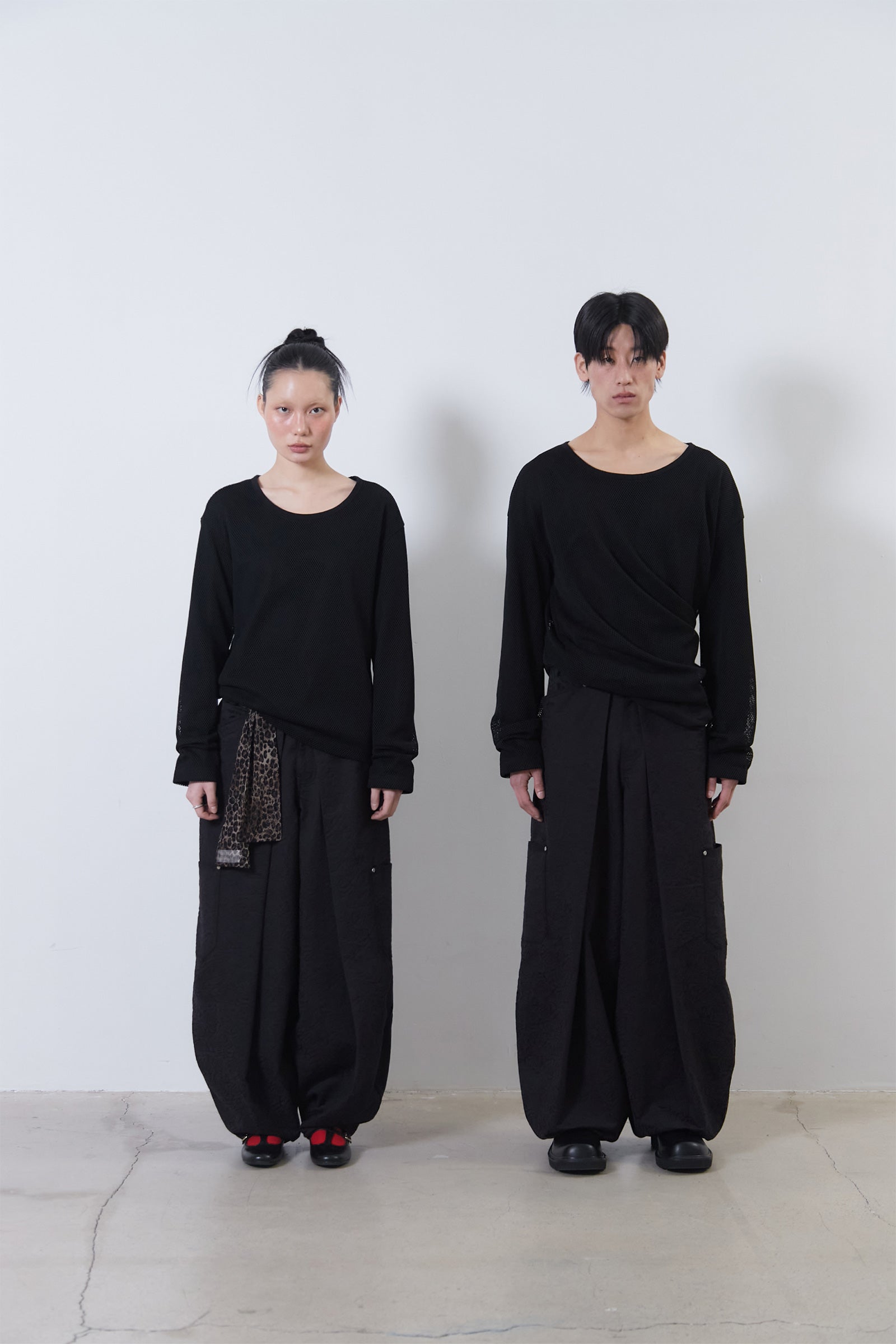MESH LAYERED LONG SLEEVE_NOIR