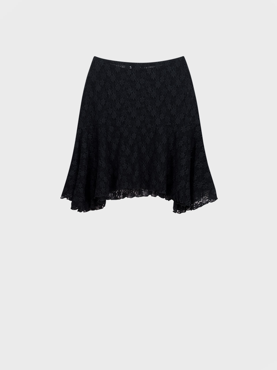 FLORAL LACE MIDI SKIRT_BLACK