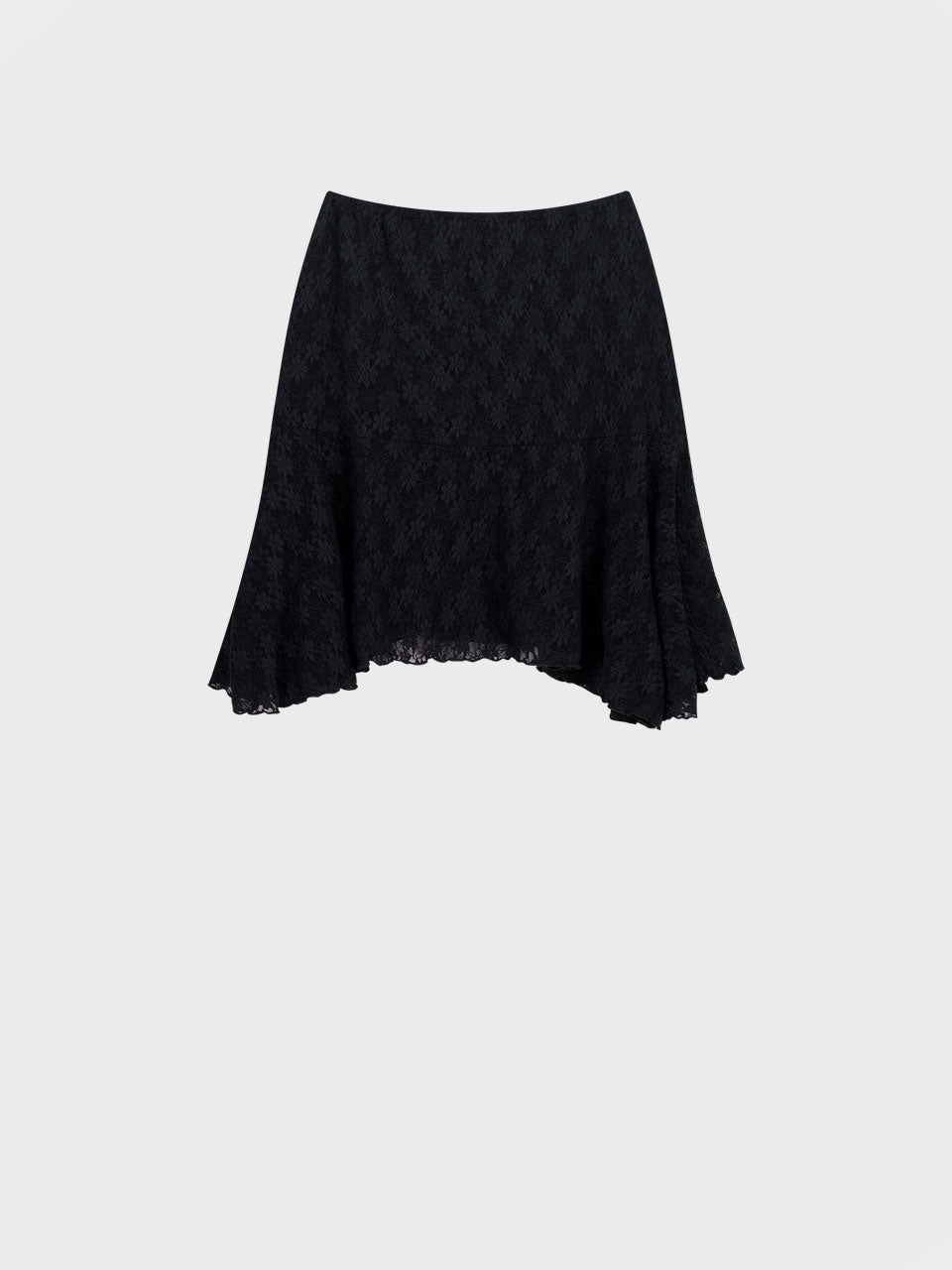 FLORAL LACE MIDI SKIRT_BLACK