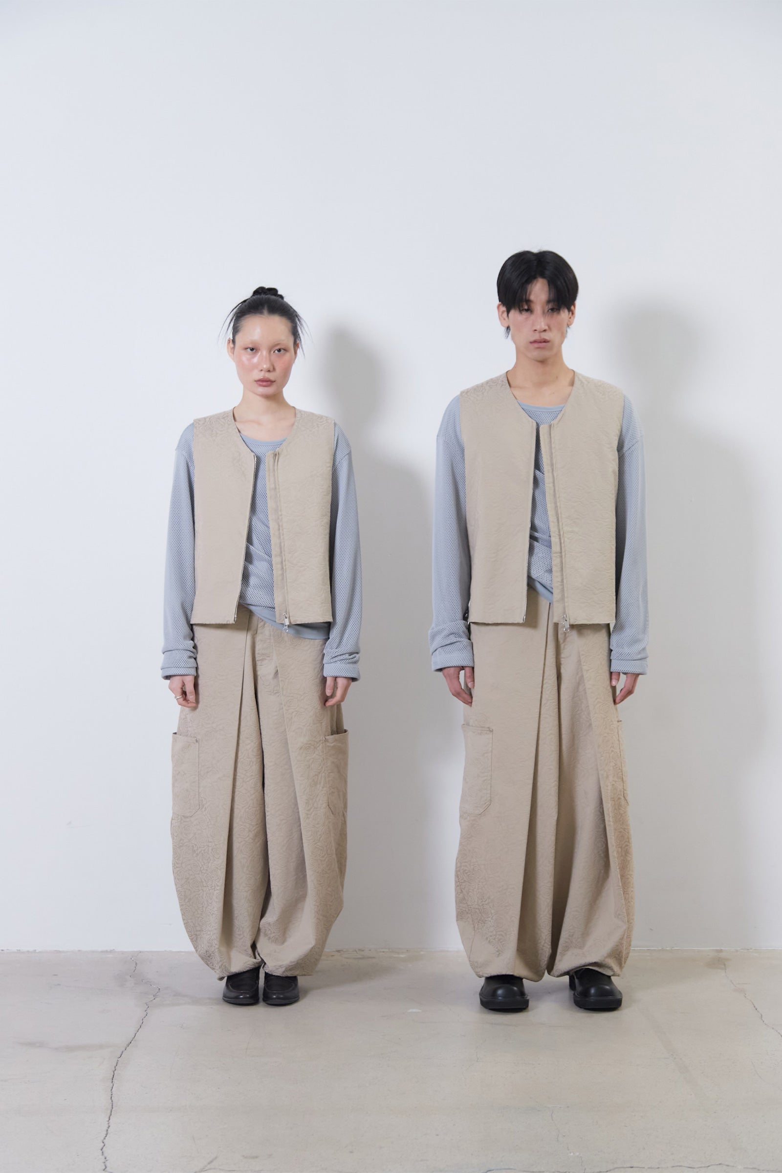 FLOWER JACQUARD BALLOON PANTS_BEIGE