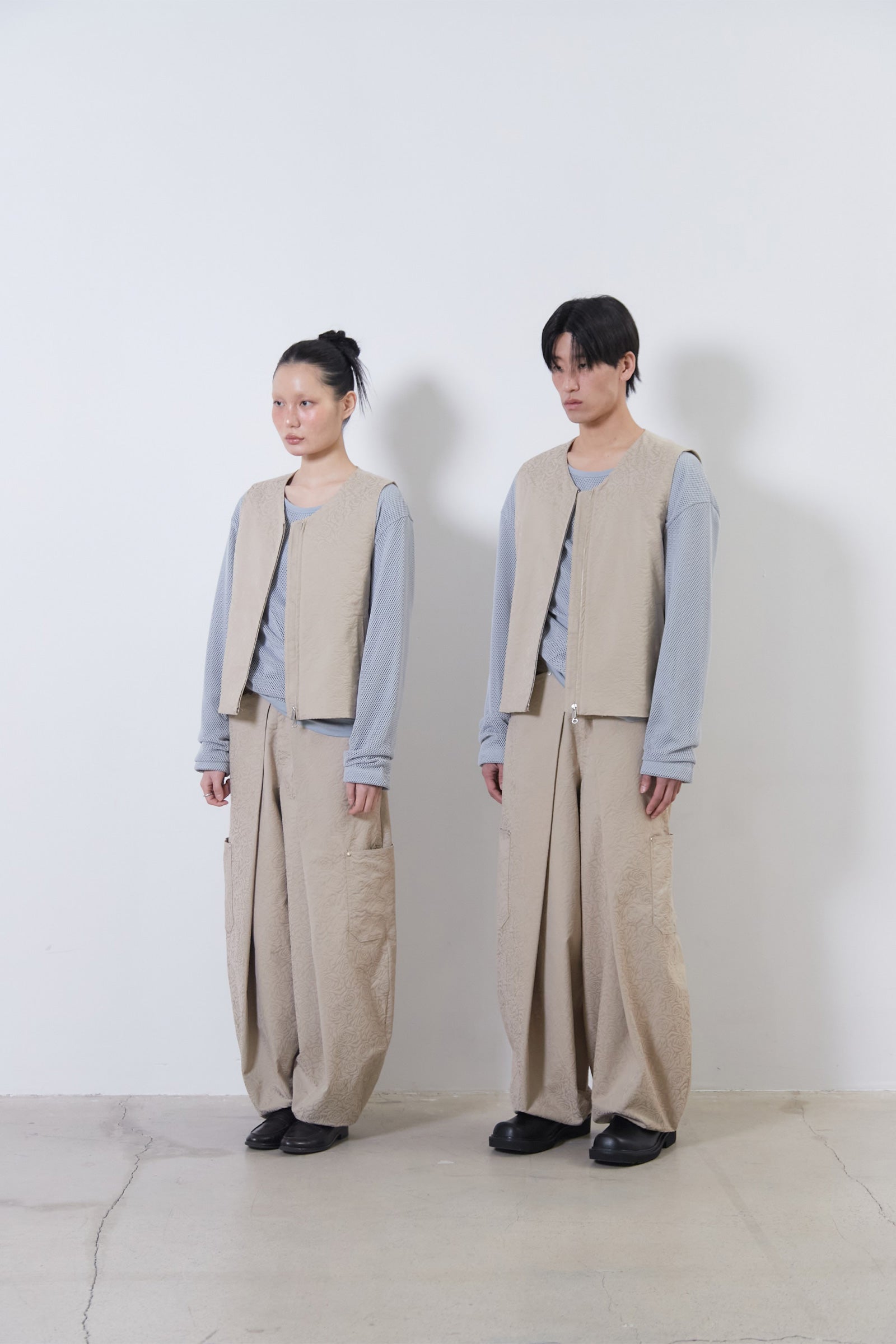 FLOWER JACQUARD BALLOON PANTS_BEIGE