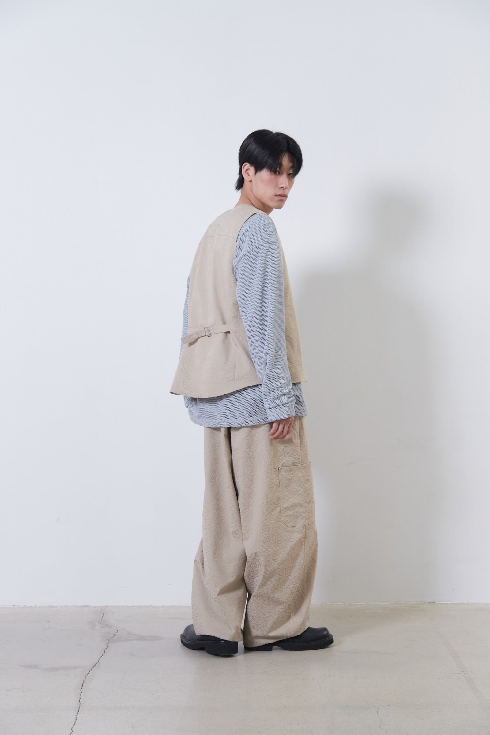 FLOWER JACQUARD BALLOON PANTS_BEIGE