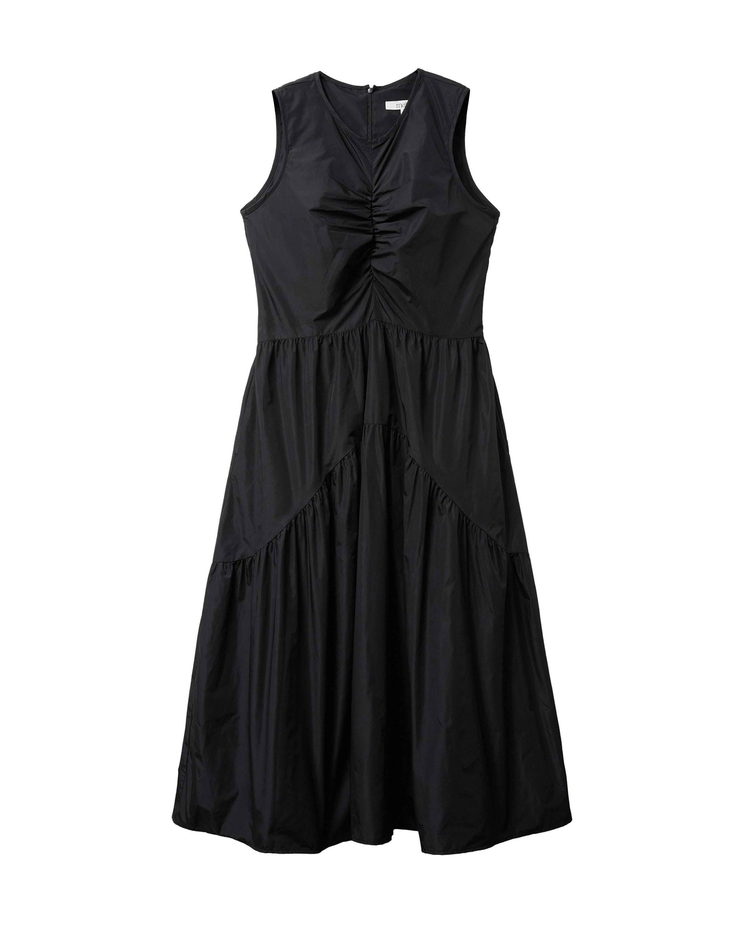 ROBE BOUFFANTE À FRONCES CENTRALES_NOIR