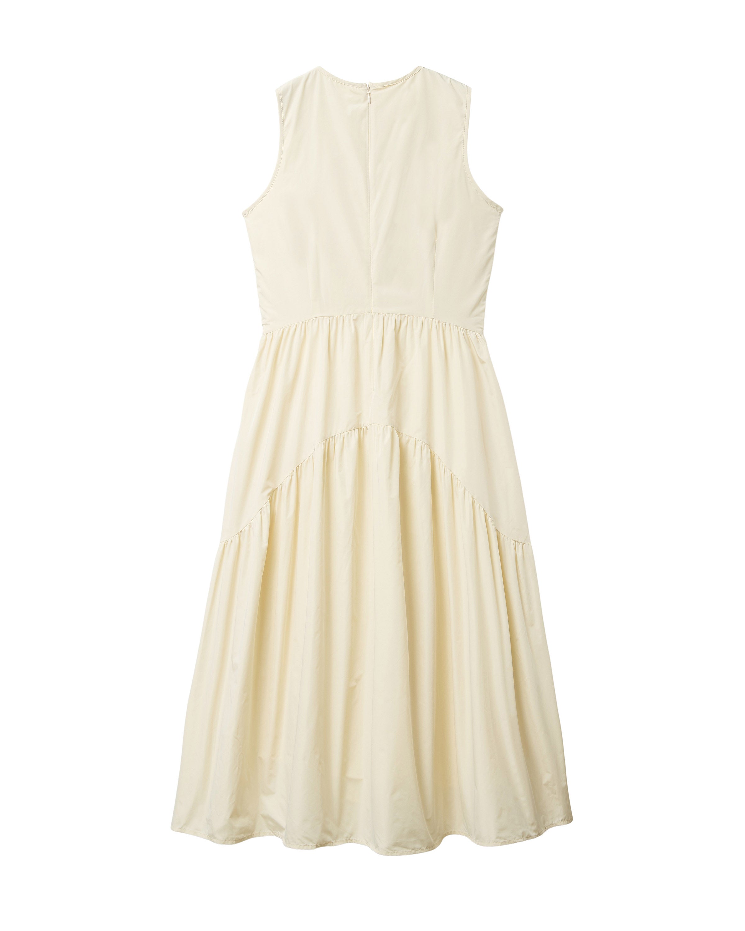 ROBE BOUFFANTE À FRONCES CENTRALES_IVOIRE