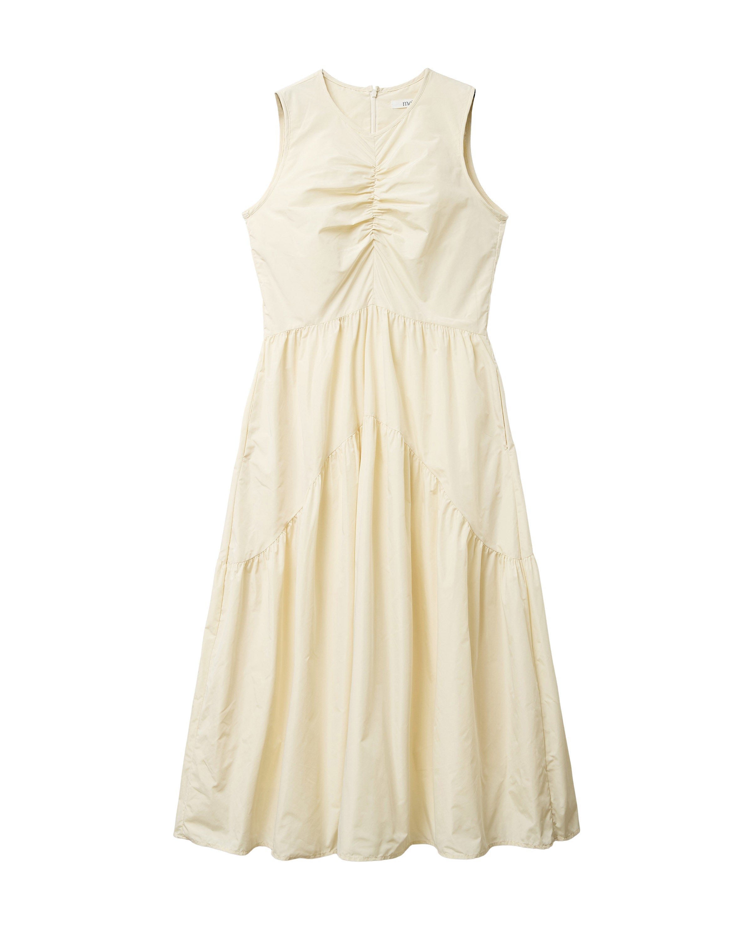 ROBE BOUFFANTE À FRONCES CENTRALES_IVOIRE