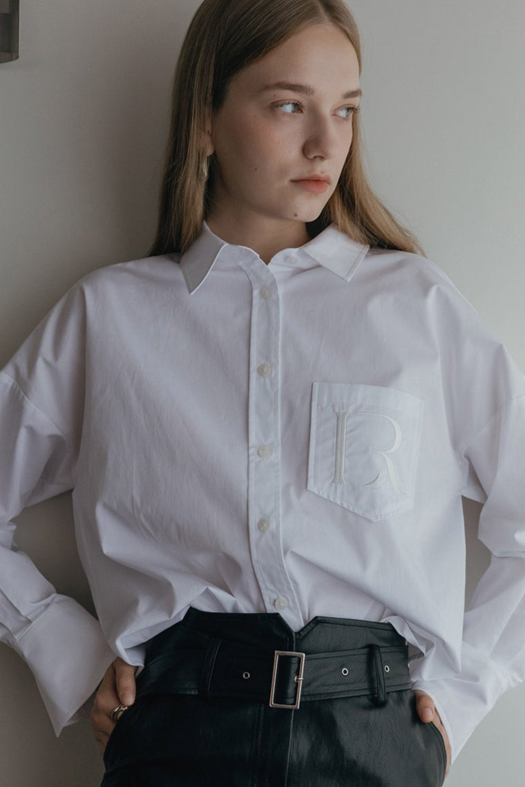 25SS CLASSIC R LOGO POCKET SHIRT_WHITE