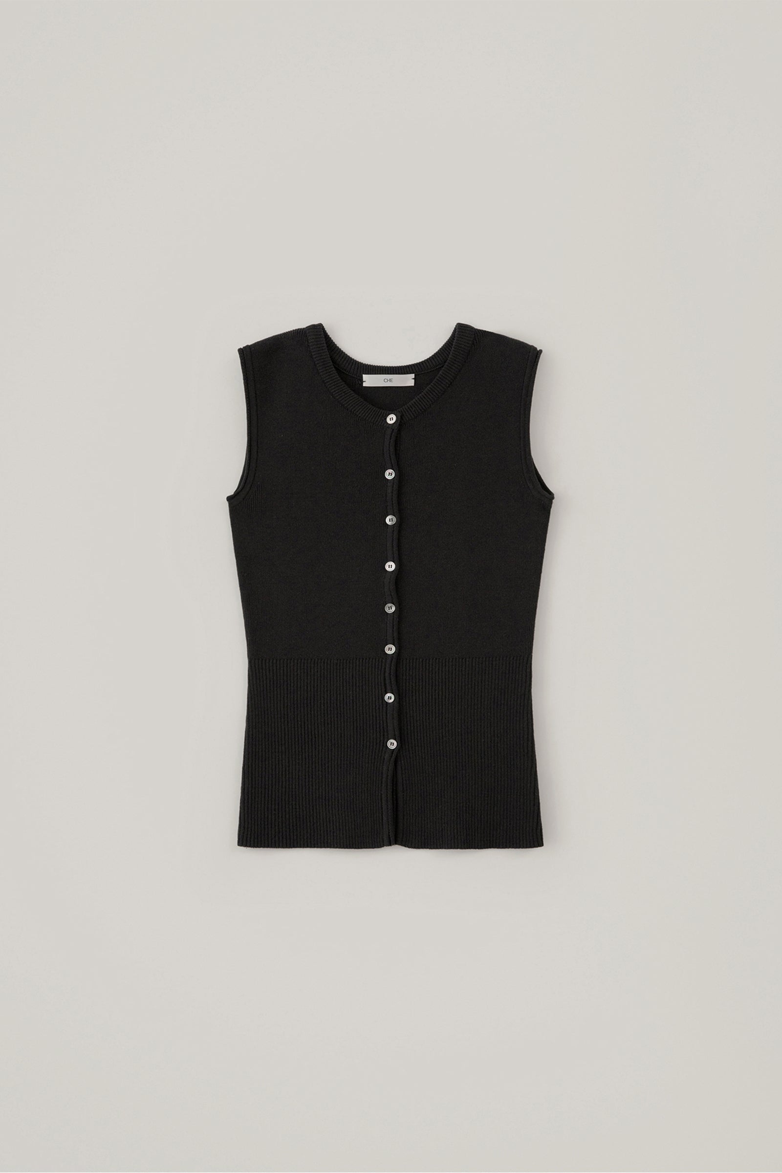 COTTON LINE KNIT VEST_BLACK