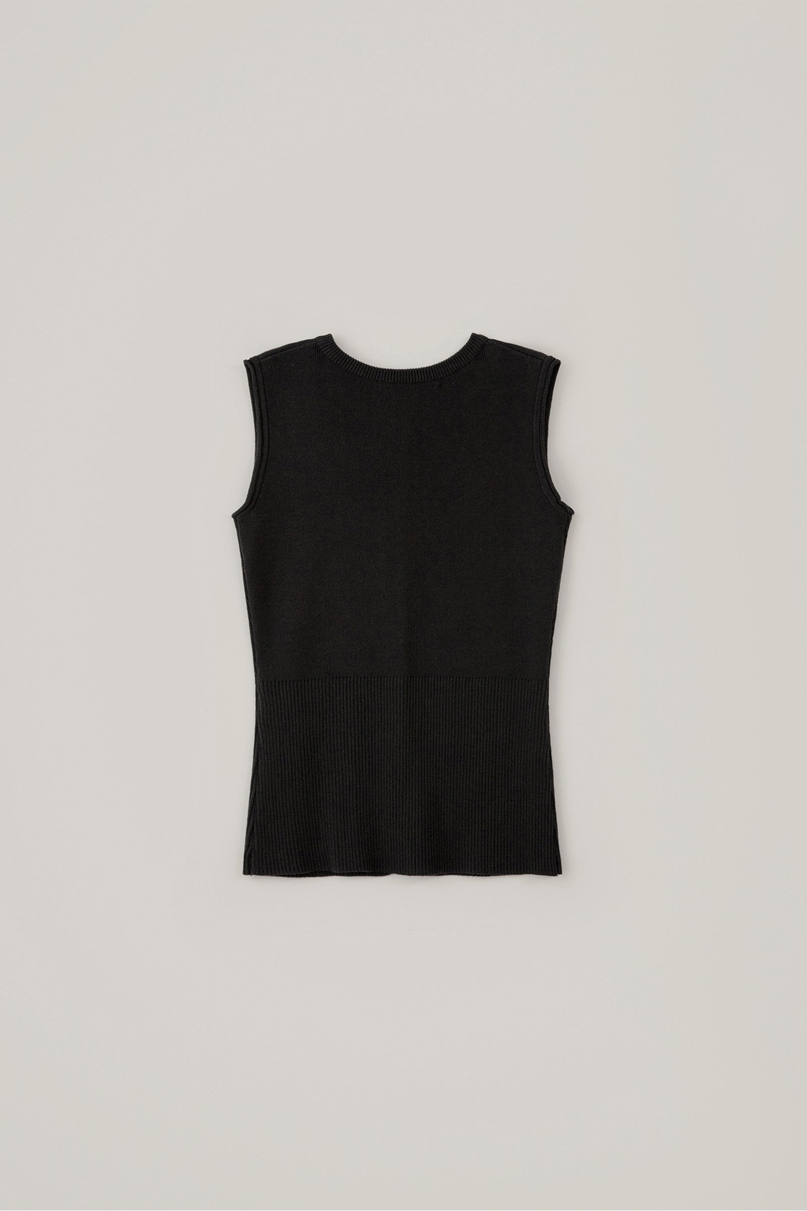 COTTON LINE KNIT VEST_BLACK