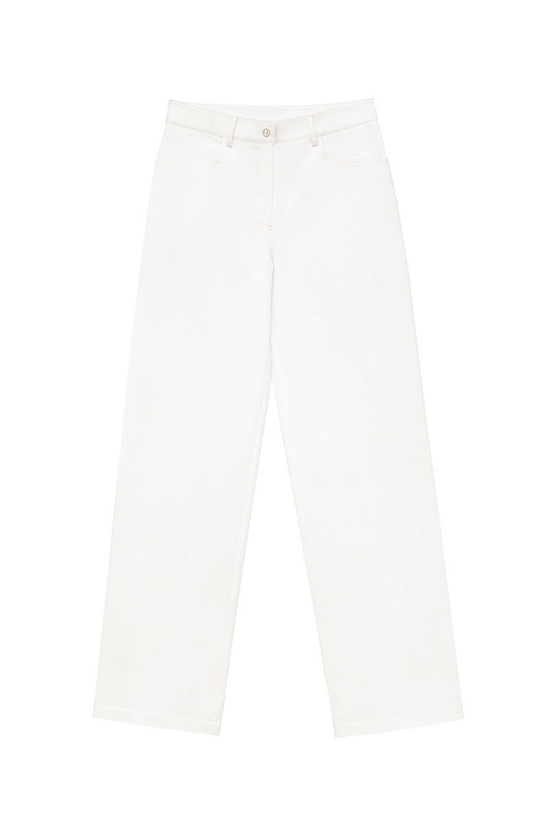 PANTALON BLANC EN COTON_BLANC