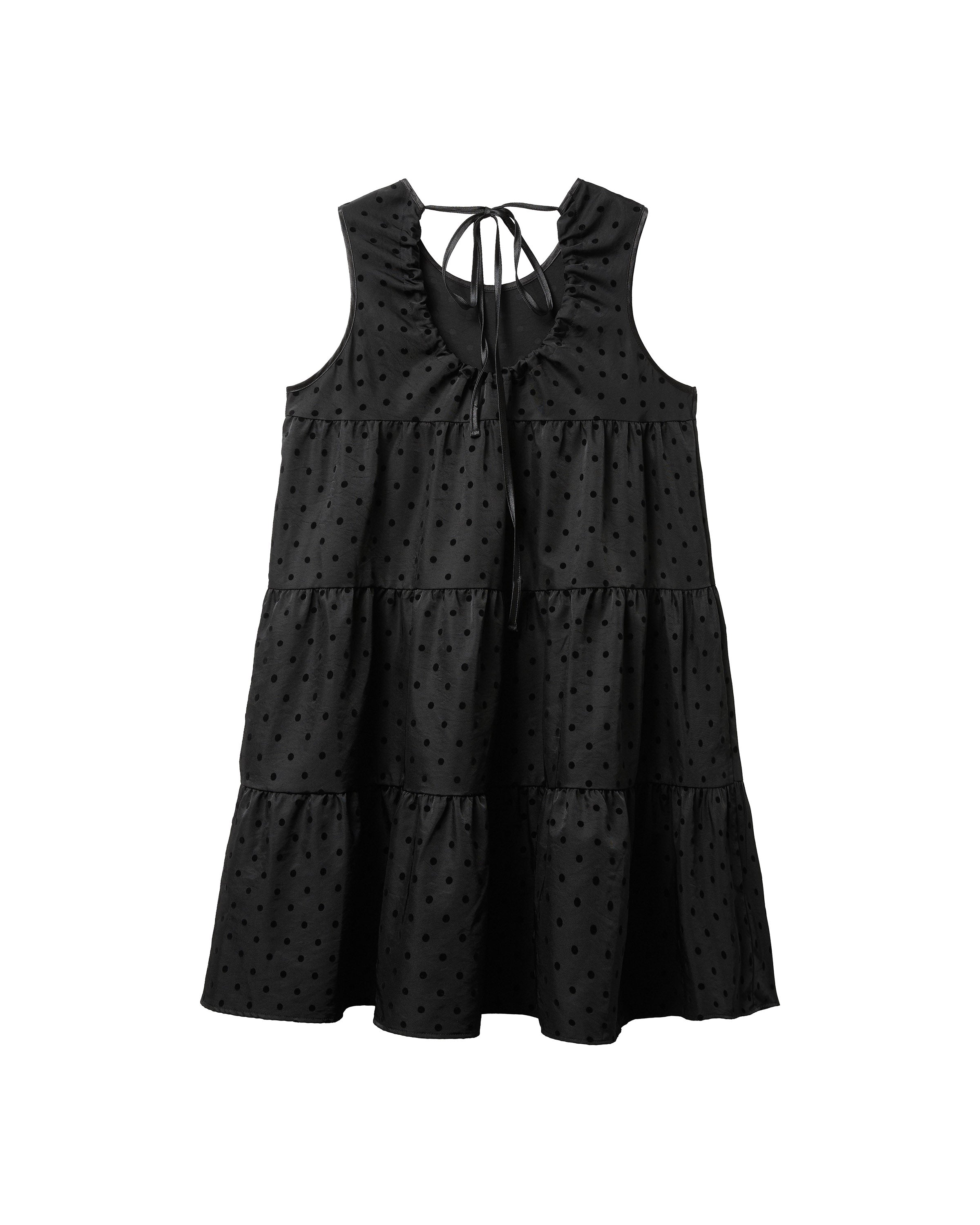POLKA DOT TIERED DRESS_BLACK