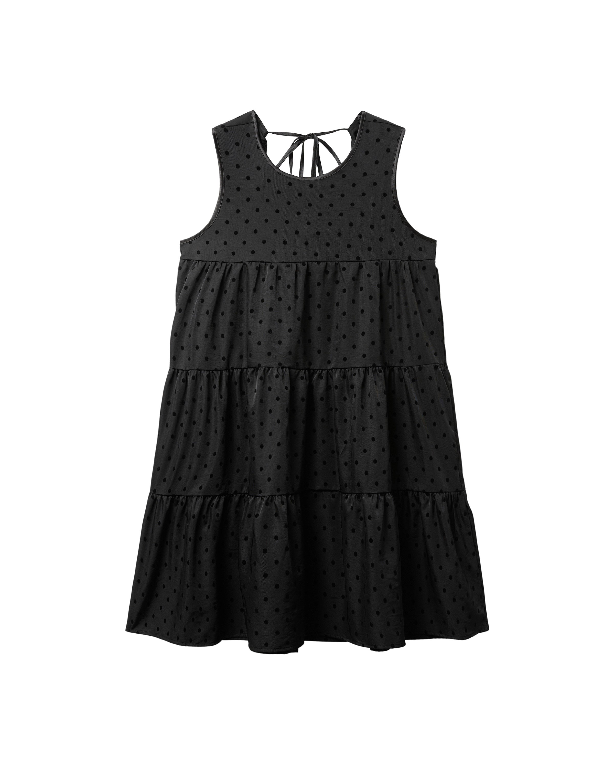 POLKA DOT TIERED DRESS_BLACK