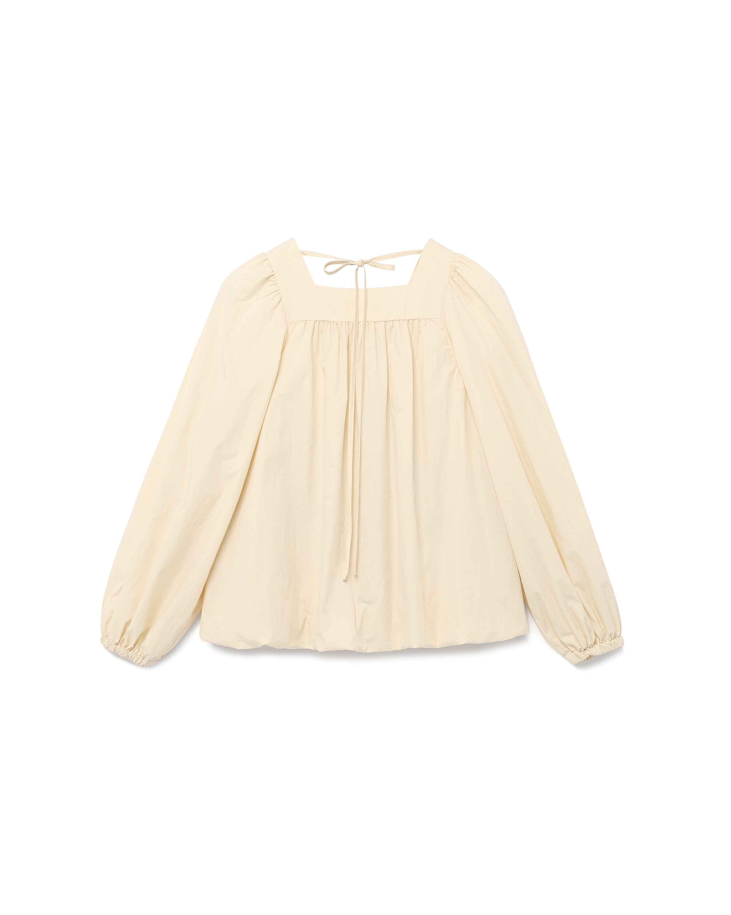SQUARE NECK BALLOON BLOUSE_BEIGE