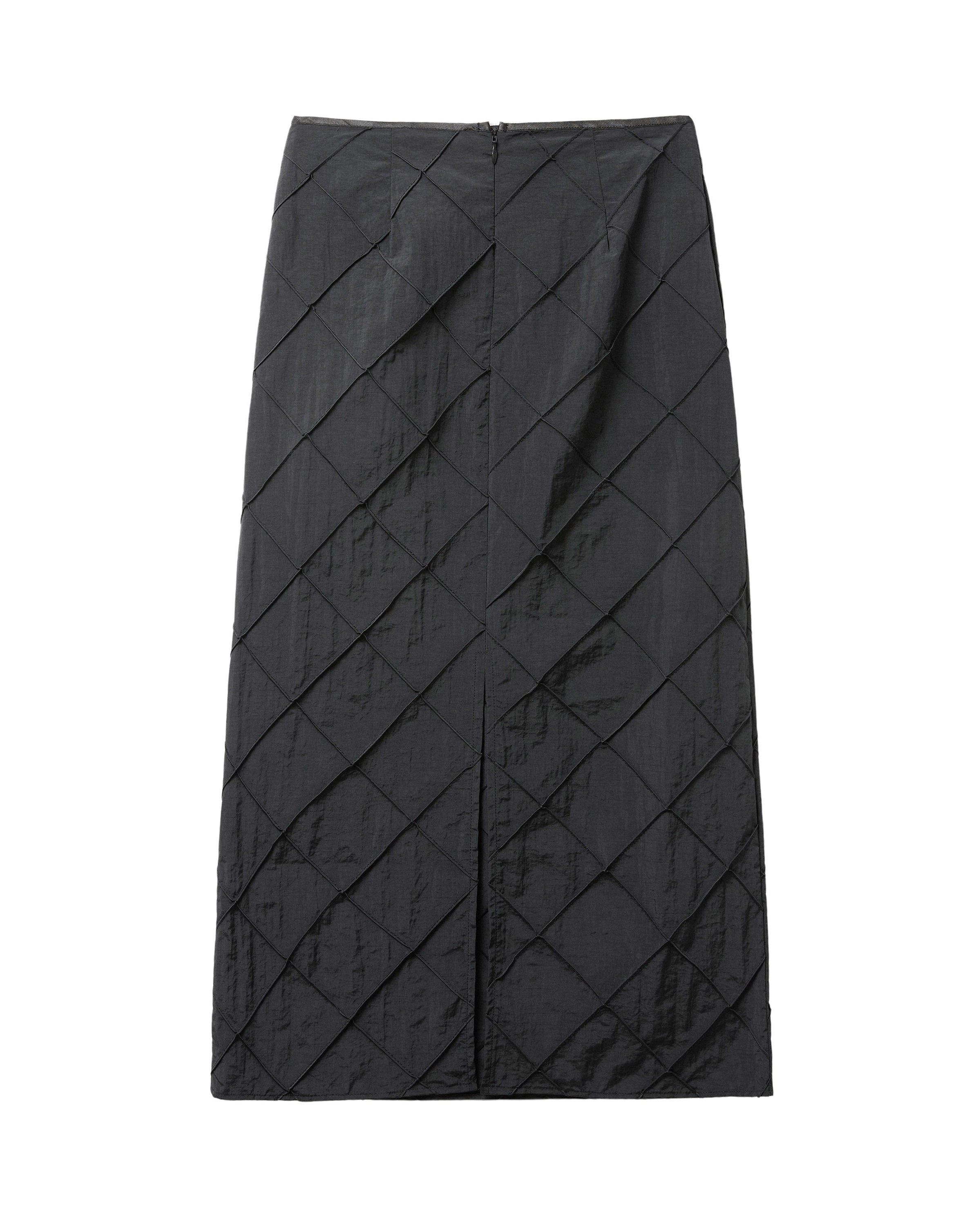 JUPE MAXI EN NYLON À MOTIF LOSANGES_NOIR