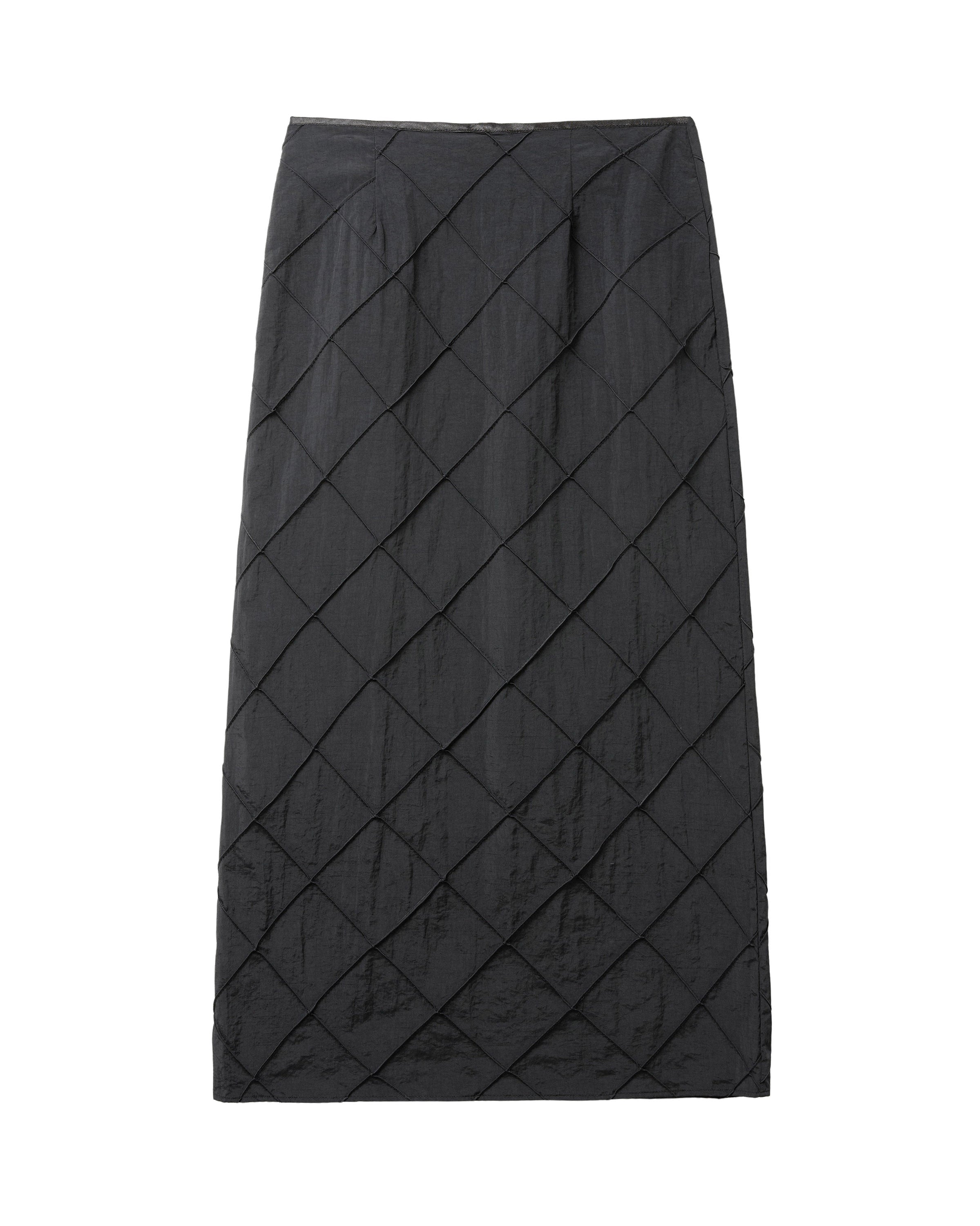JUPE MAXI EN NYLON À MOTIF LOSANGES_NOIR