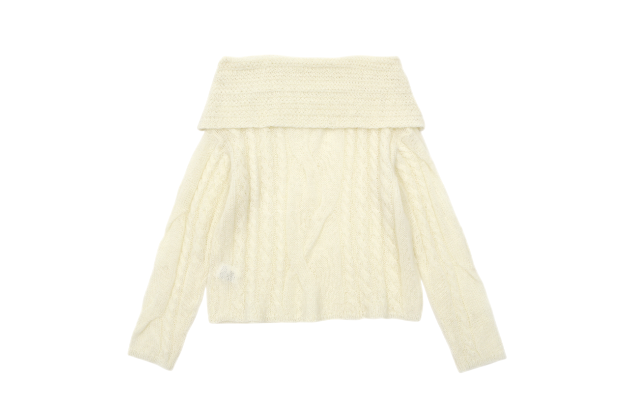 ALPACA TWIST OFF SHOULDER KNIT_IVORY